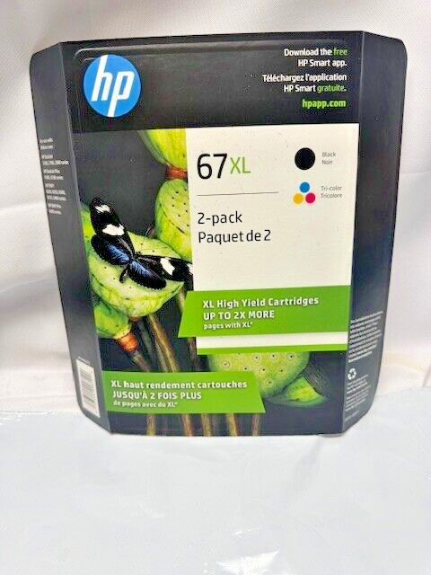 HP 67XL High Yield Inkjet Cartridge-2 PK Black/Yellow/Magenta/Cyan-Exp 11/26
