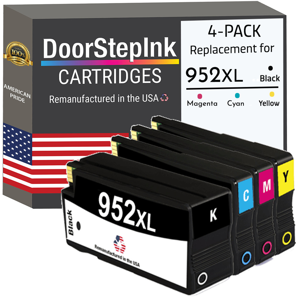 DoorStepInk Remanufactured In The USA For HP 952XL B C M Y 4 PK
