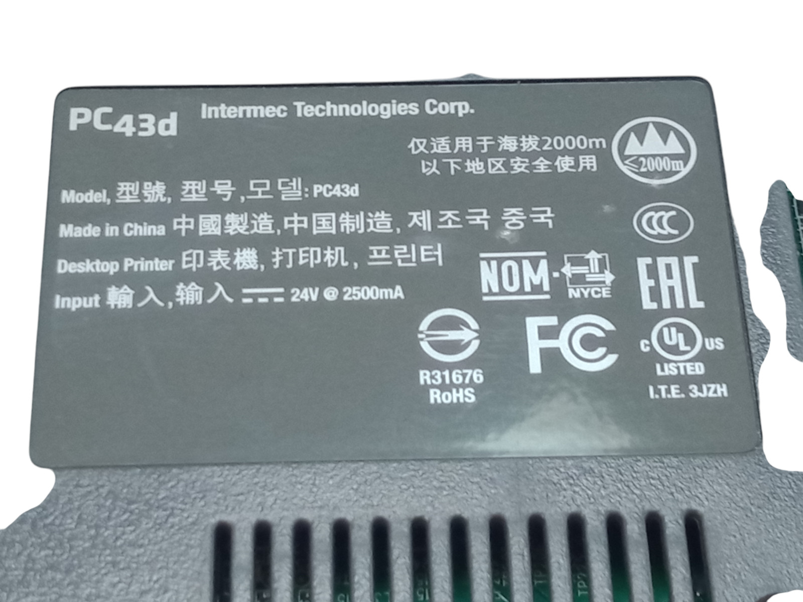 Intermec PC43d Easy Use 4ips Desktop Direct Thermal Barcode Label Printer Works