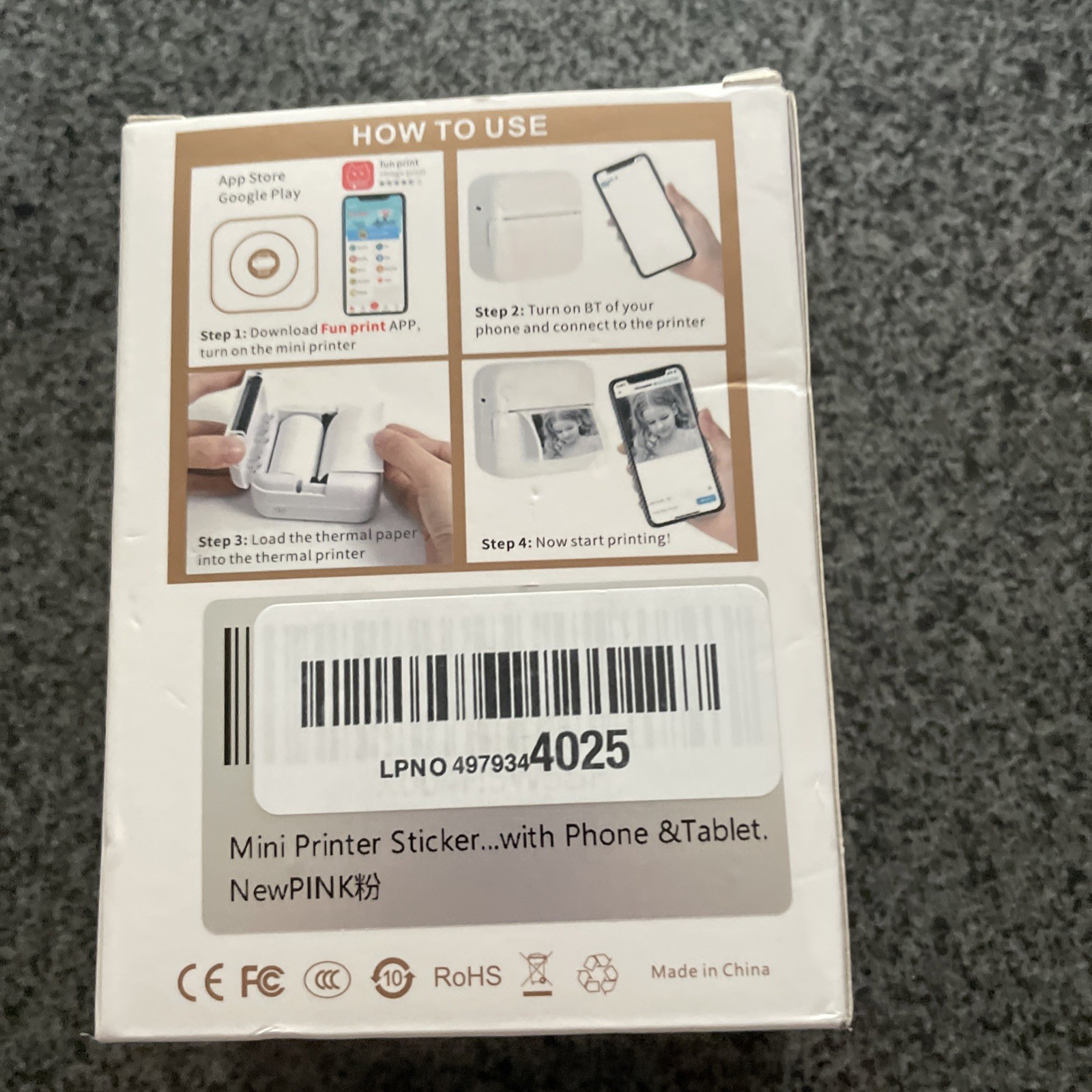 Portable Mini Printer- BT instant Printing- Fun Print App – Photos Website Label