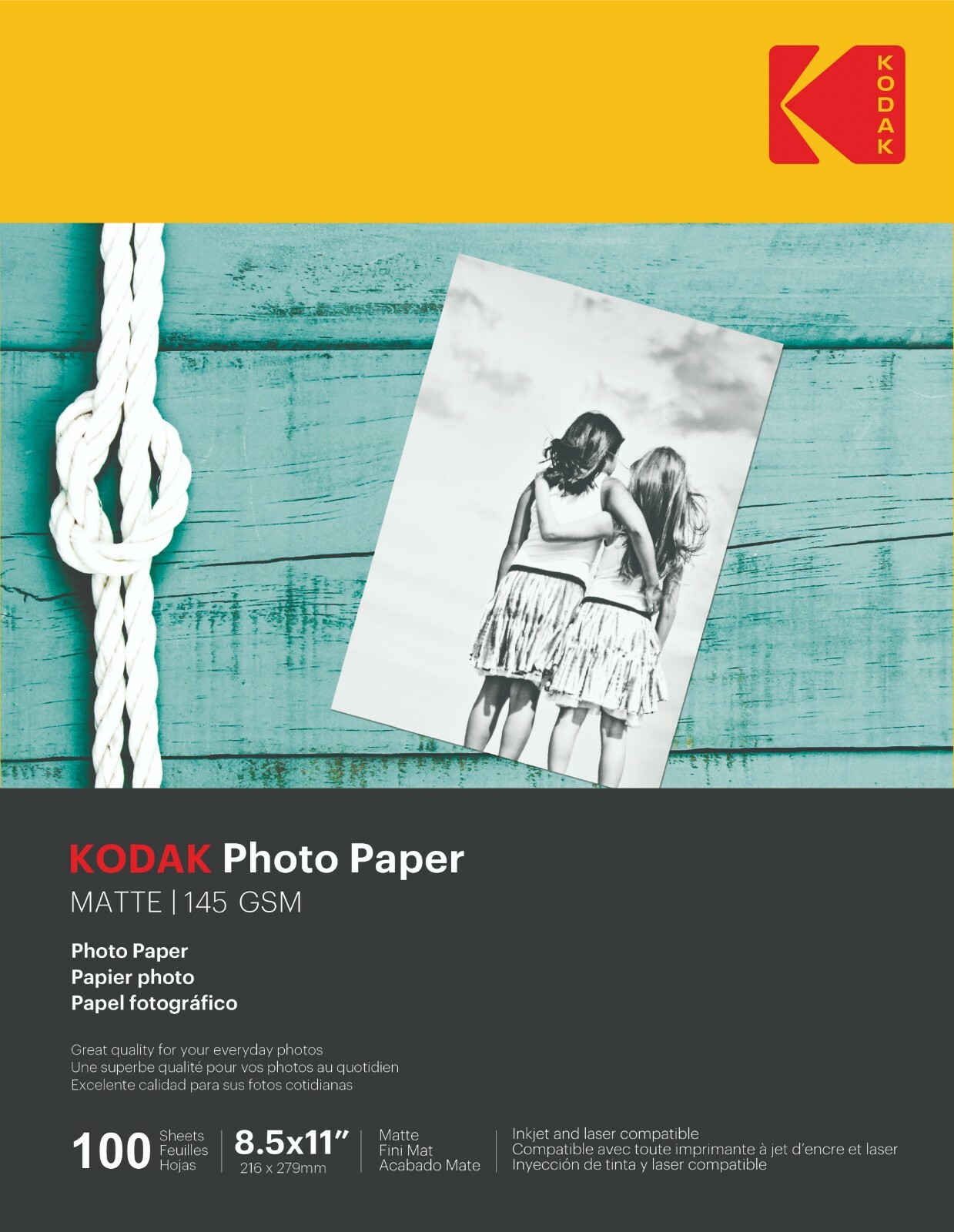 Kodak photo paper 8.5 x 11 matte, 100 count 145 g/m (41184-9891169)