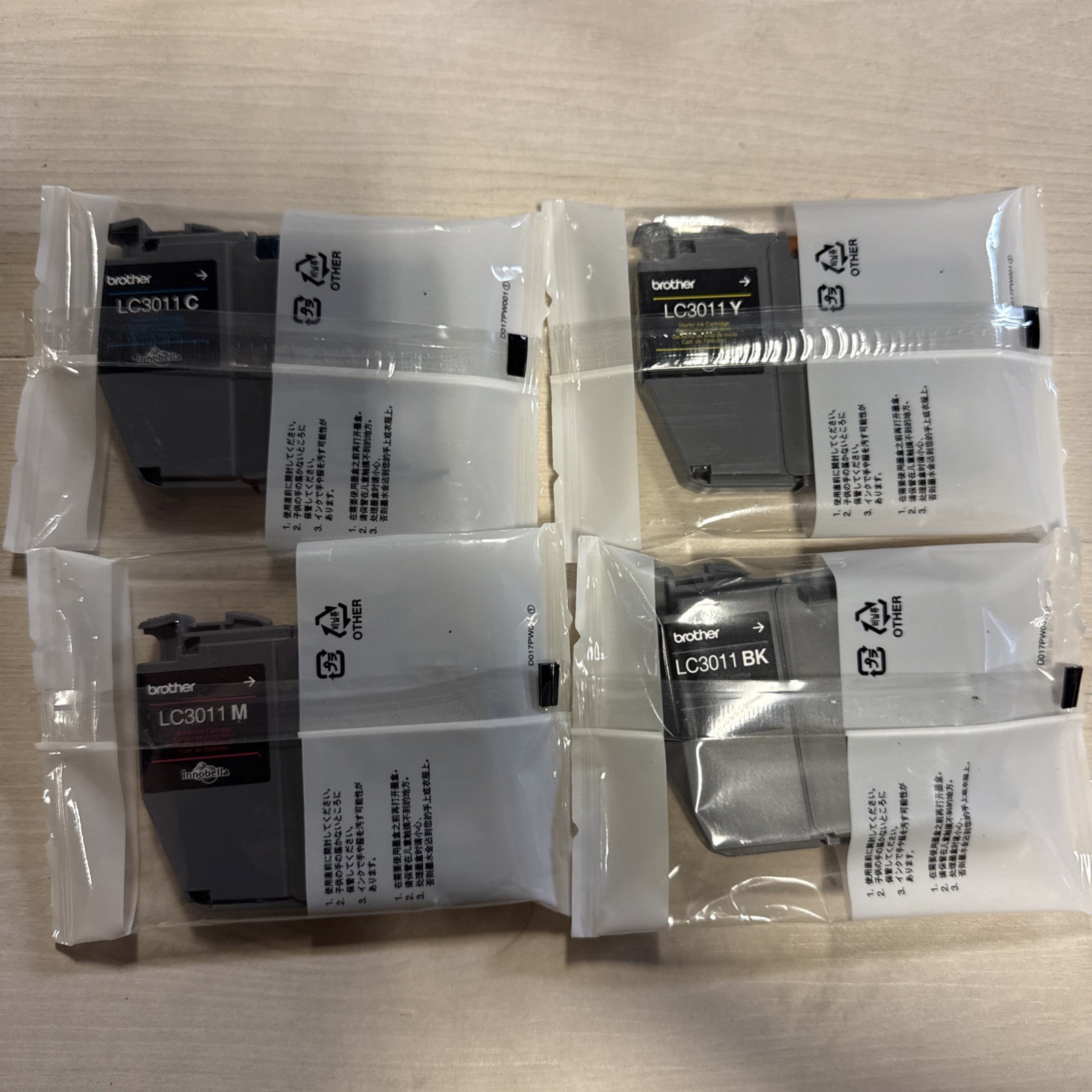 Brother Genuine LC3017XL 4PK Cyan Magenta Yellow Black Ink Cartridges – No Box