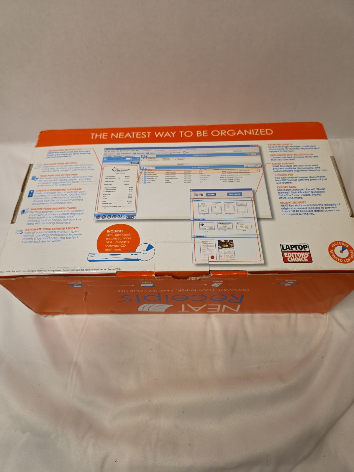 Neat Receipts Mobile Scanner SCSA4601EU Filing System Organizer Open Box Excelle