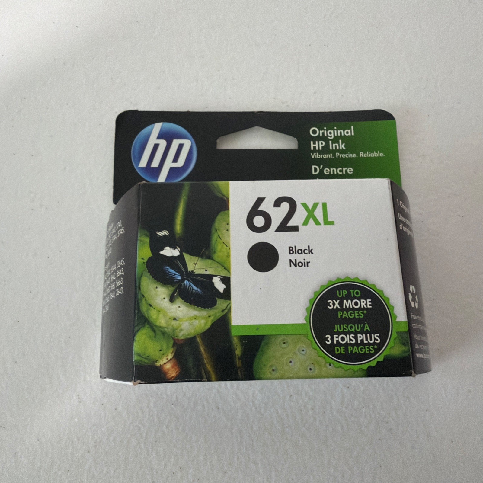 2022 Genuine HP 62XL Black Ink Cartridge C2P05AN High Yield Sealed Box