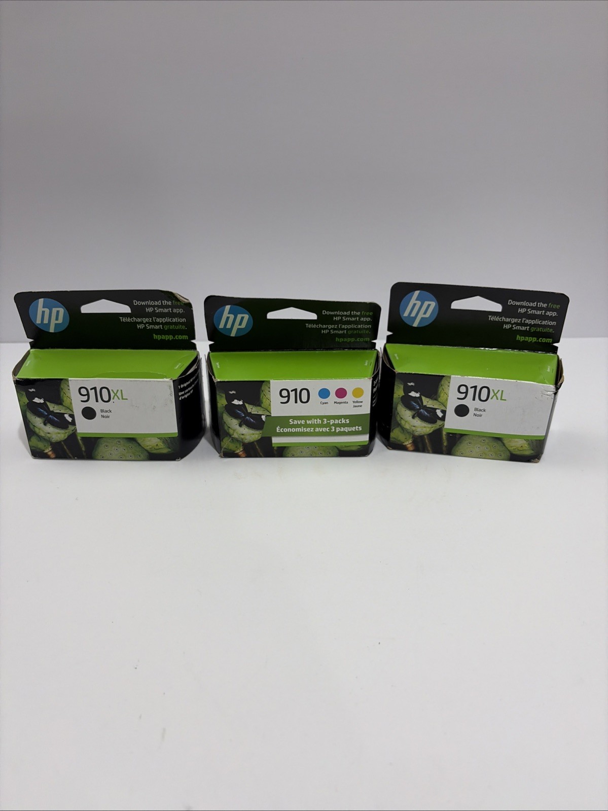 2 HP 910XL Black & 910 Color Ink Cartridges 3JB41AN 3YL65AN & 3YN97AN Exp 2025+