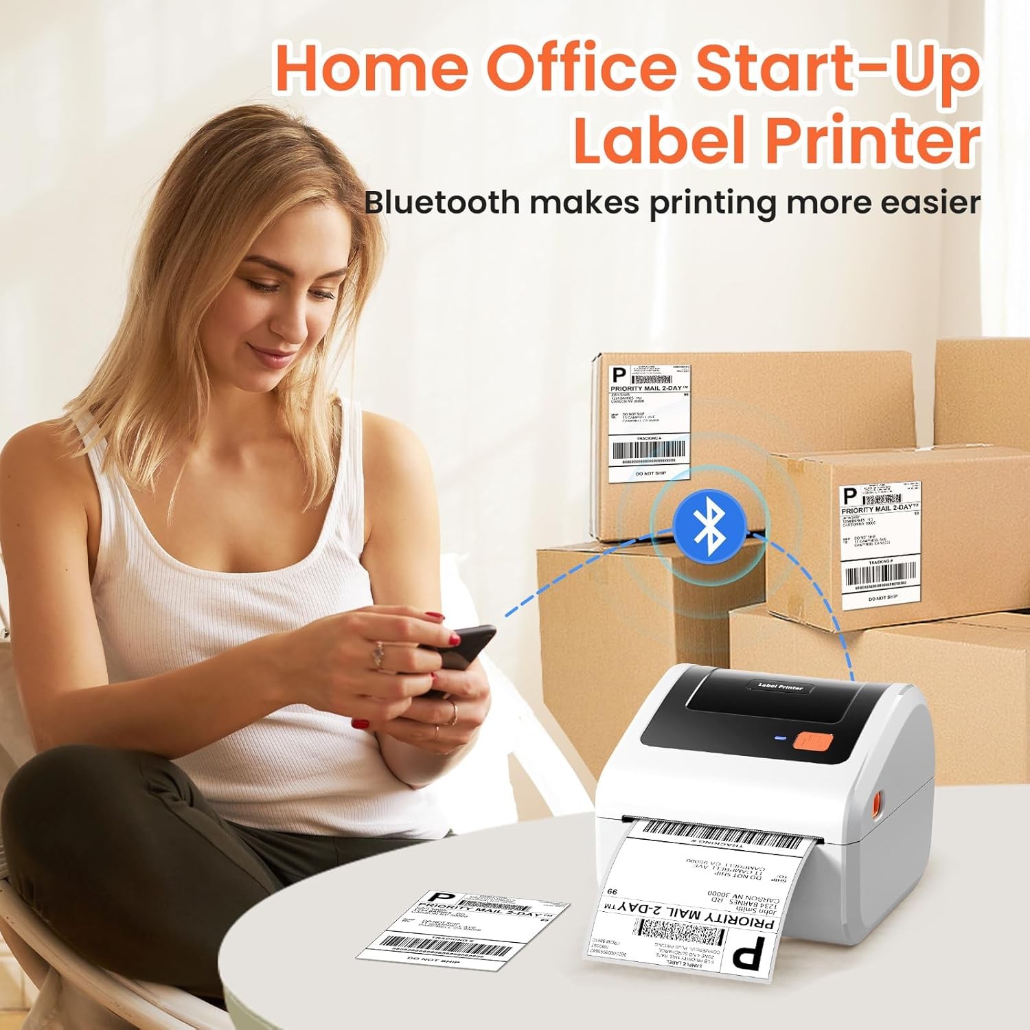 Phomemo D450BT 4×6 Wireless Shipping Label Printer or 4×6″ Address Labels lot