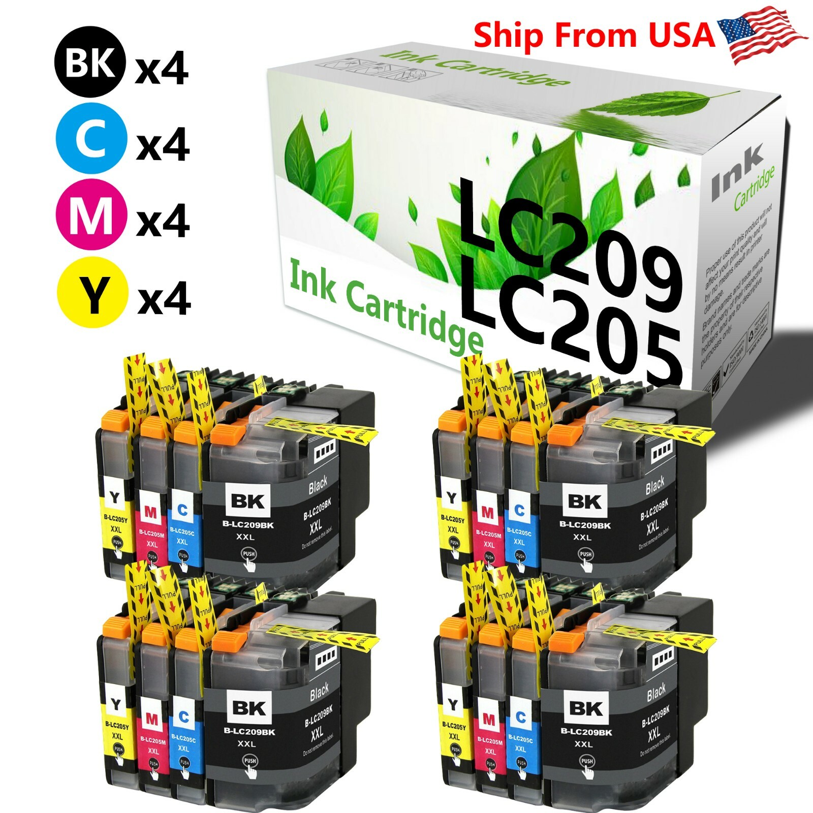 16Pack LC-209XXL LC-205XXL Ink Cartridge for Brother MFC-J4420DW J5720DW