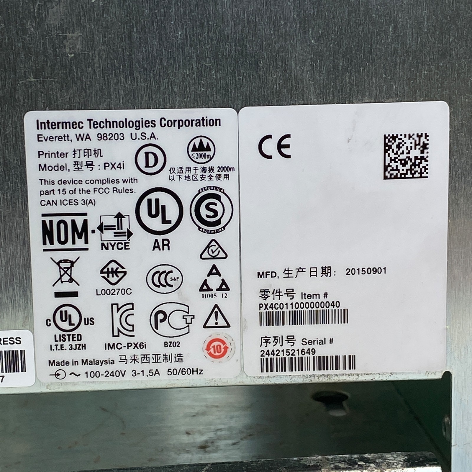 TESTED Intermec EasyCoder PX4i Thermal Transfer Label Printer 400dpi USB LAN