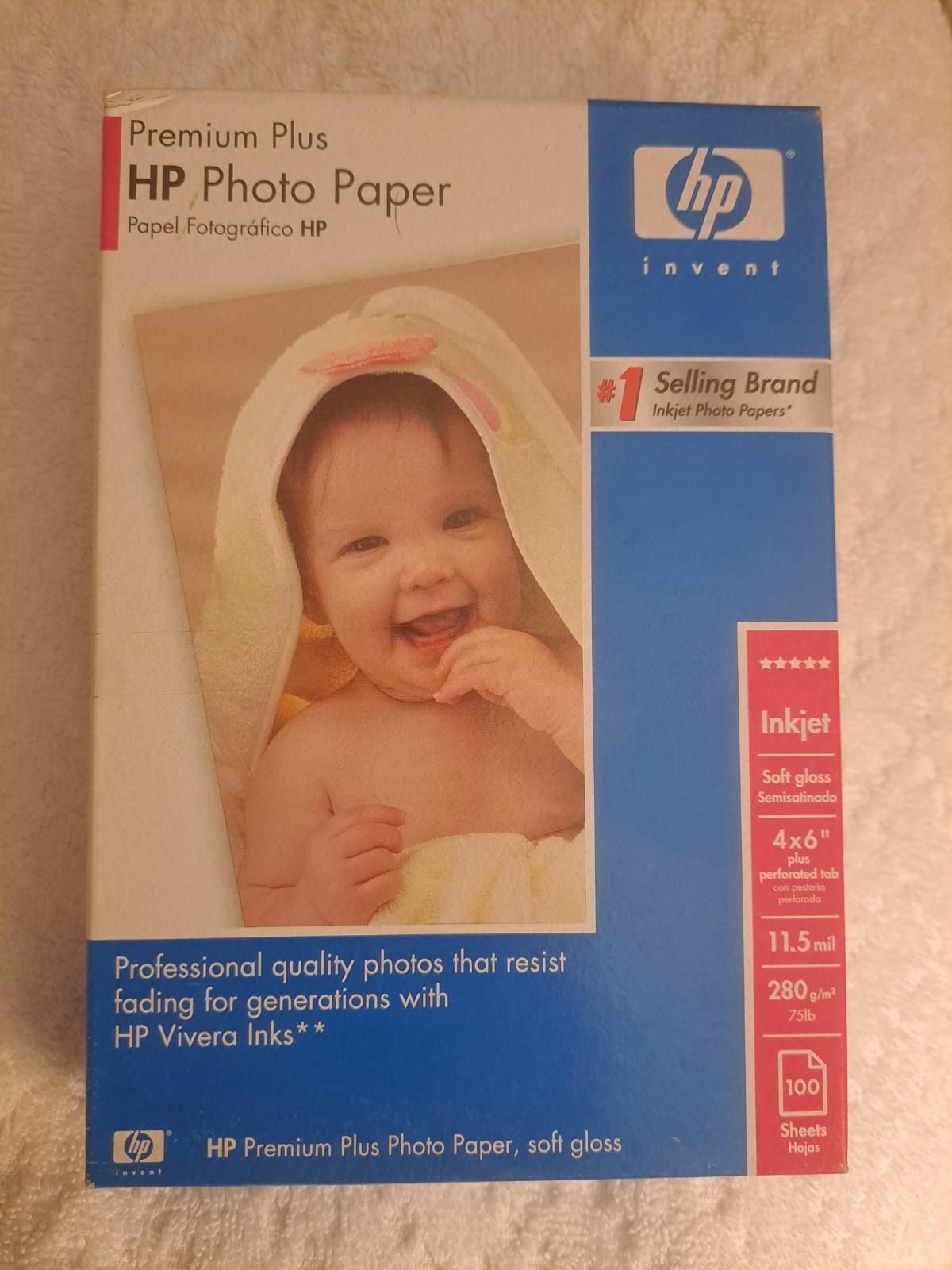 PREMIUM PLUS HP Photo Paper 11.5mil 4×6 INKJET 100 sheets Soft Gloss NEW In Box
