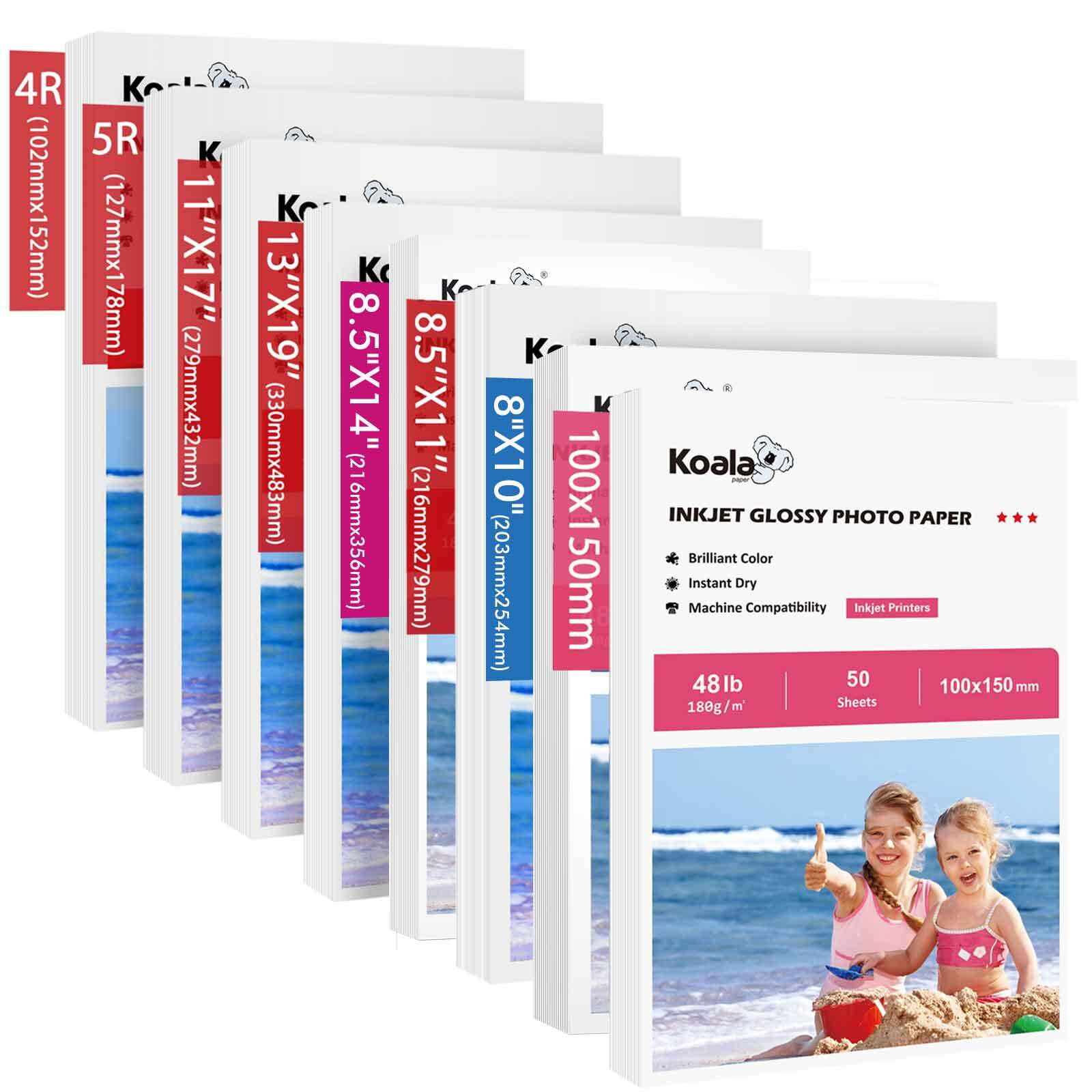 Lot Koala Inkjet Photo Paper Glossy 48lb 4X6 5X7 8×10 8.5X11 8.5×14 11X17 13X19