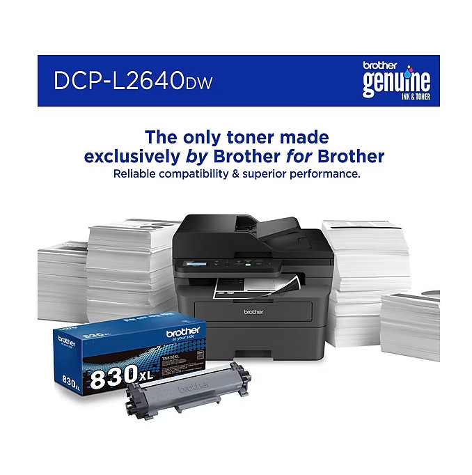 Brother DCP-L2640DW Compact Wireless Black & White Laser Printer, All-In-One