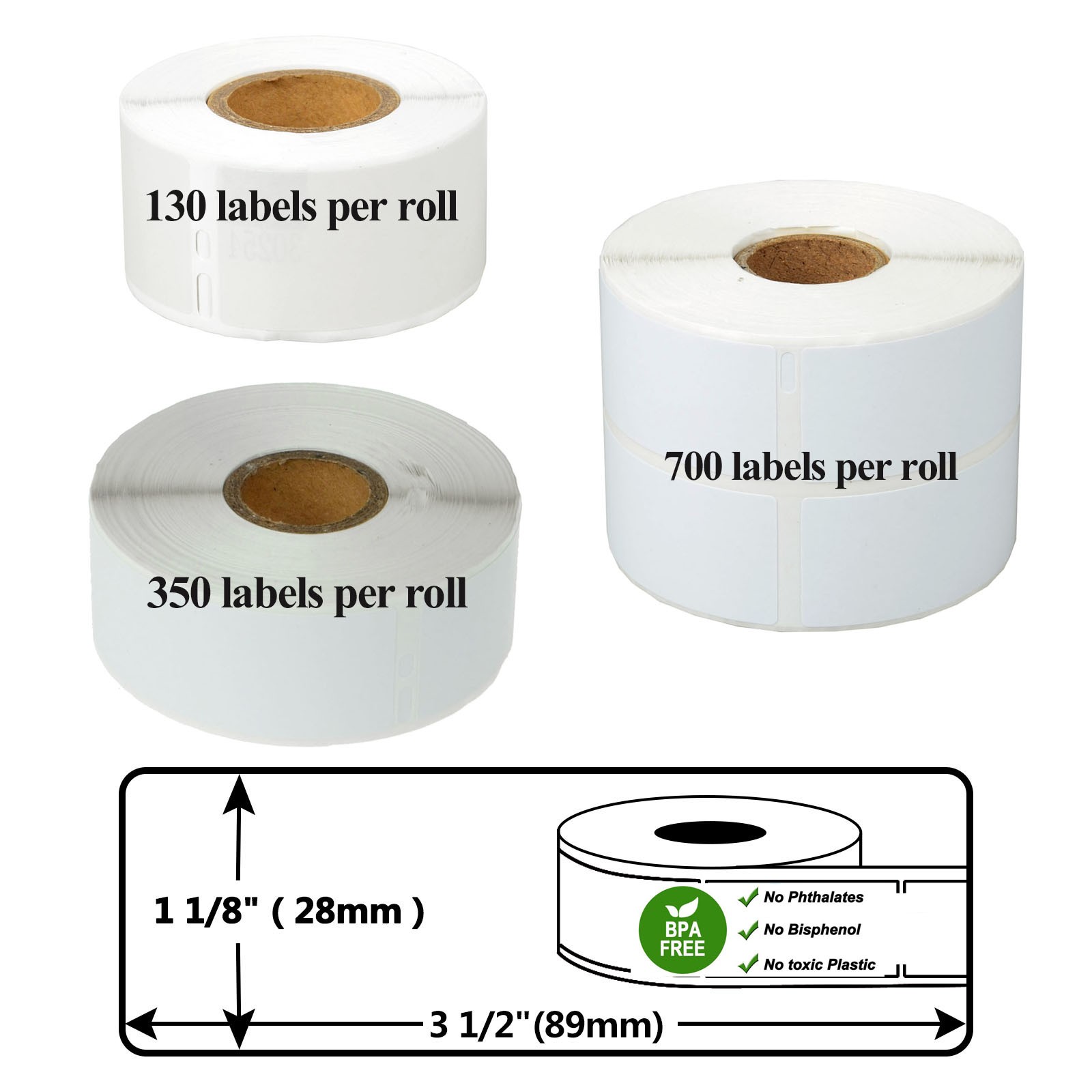 1 Roll 1-1/8″x3-1/2″ for Dymo 30254 Clear Self-Adhesive LW Mailing Address Label