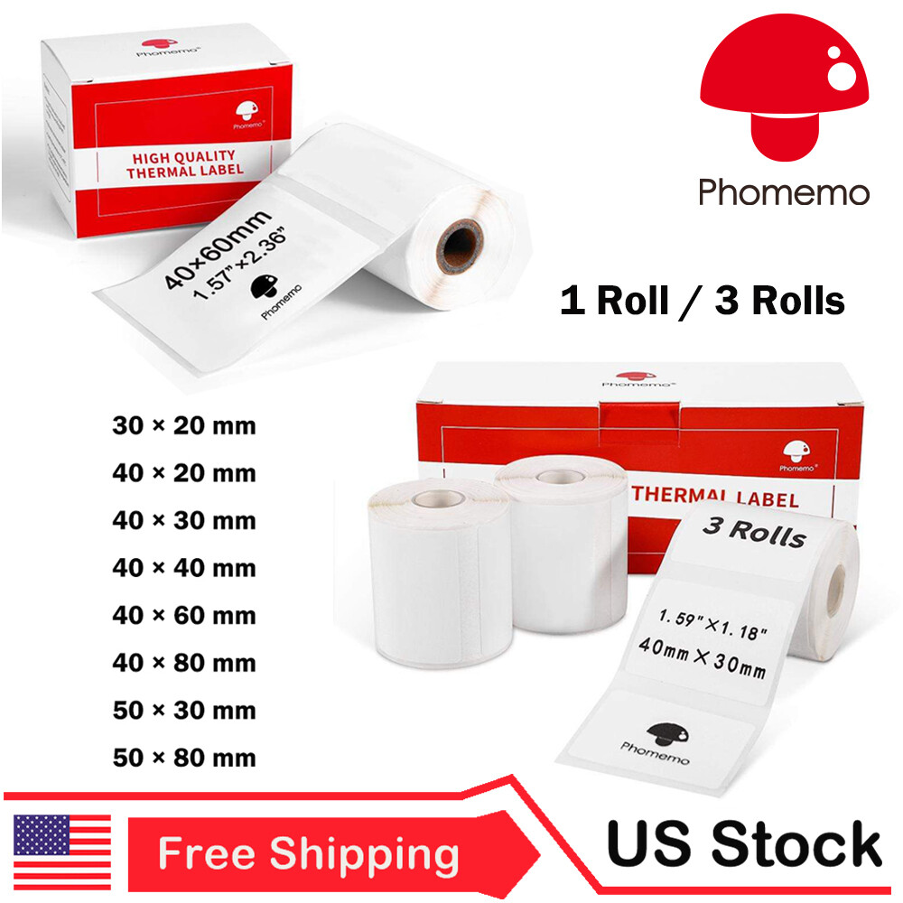 White Square Sticker Labels Self-Adhesive Tag Paper for Phomemo M110 Printer
