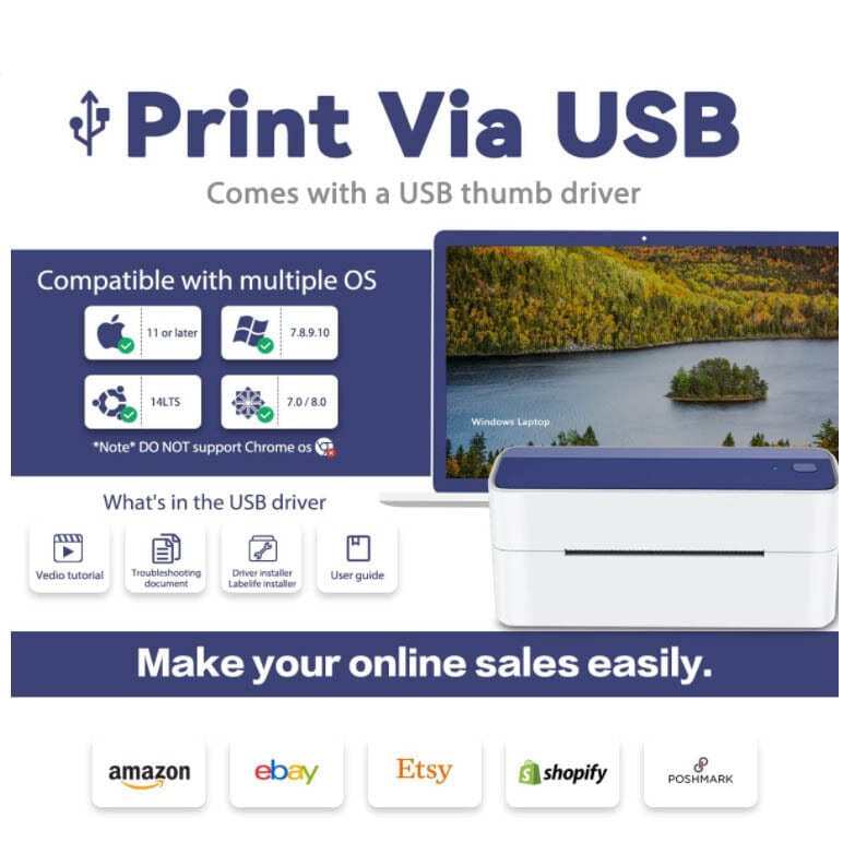 Phomemo 4″ x 6″ Bluetooth Thermal Shipping Label Printer for UPS USPS FedEx Lot