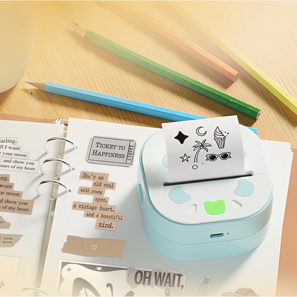 Home Mini Label Sticker Printer Thermal Ink Bluetooth Free APP DIY Printing