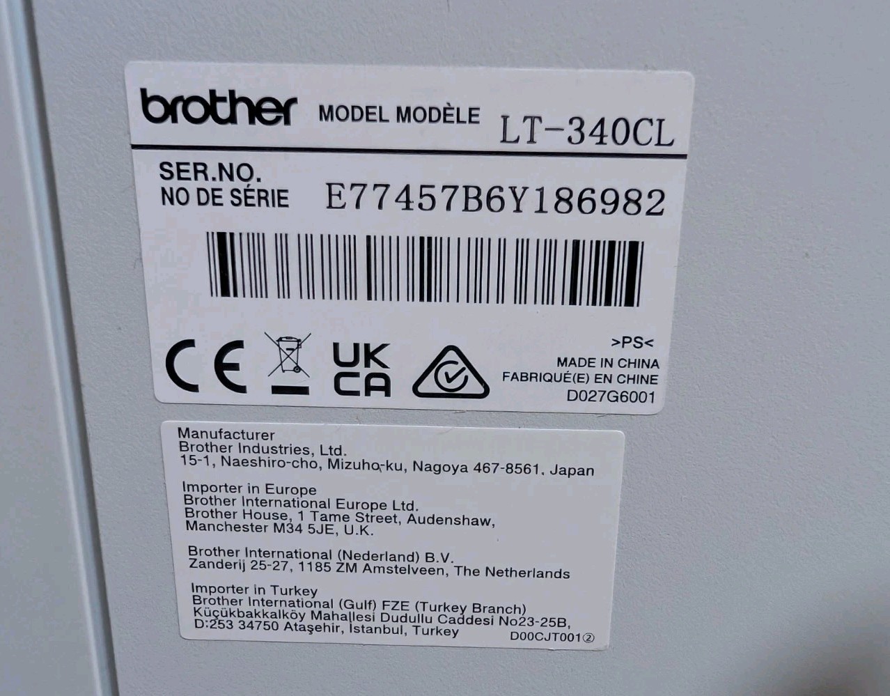 Brother LT340CL 500 Sheet Capacity Lower Paper Tray New Read Description Parts