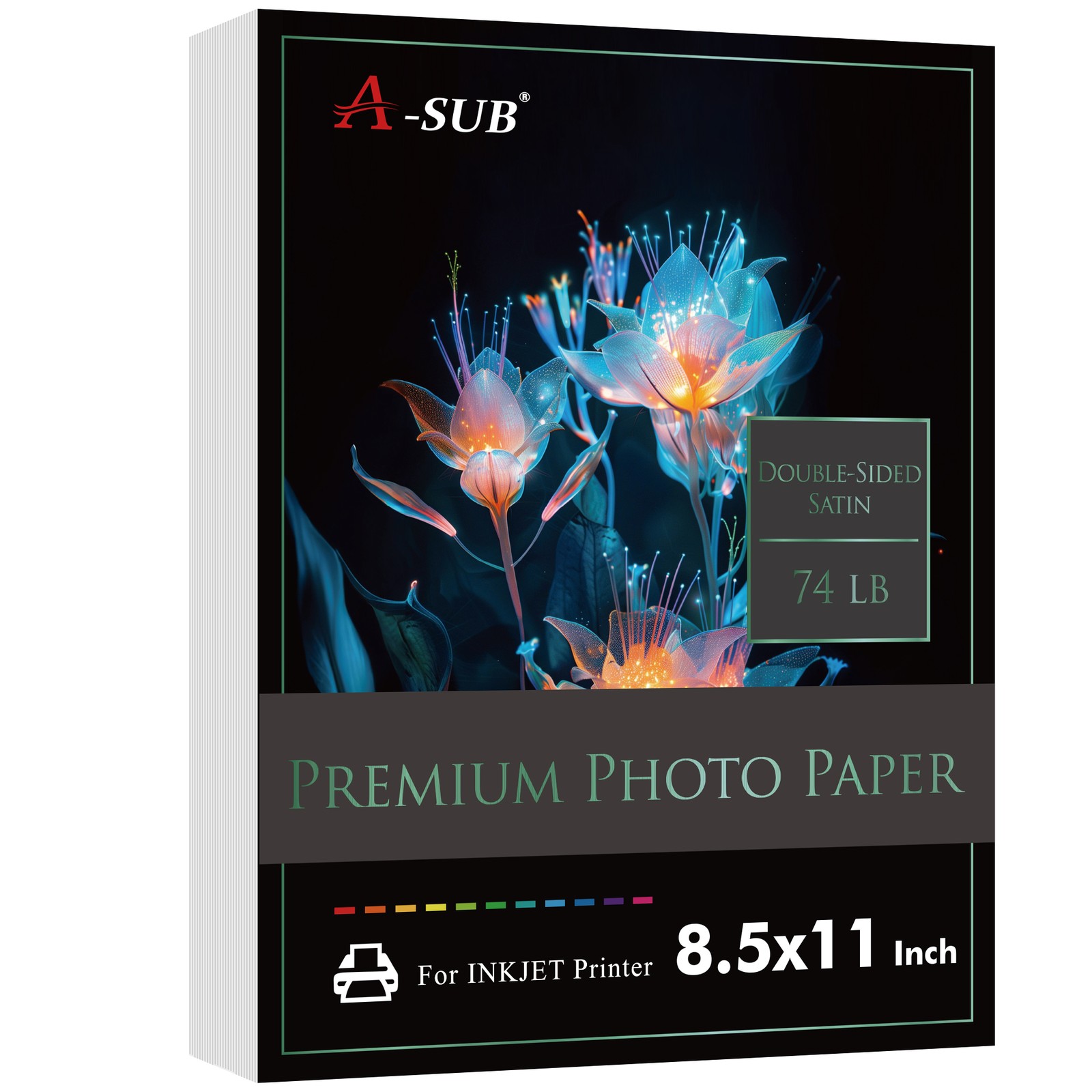 Lot A-SUB Premium Double-Sided Satin Photo Paper 8.5×11 74lb 280g Inkjet Printer