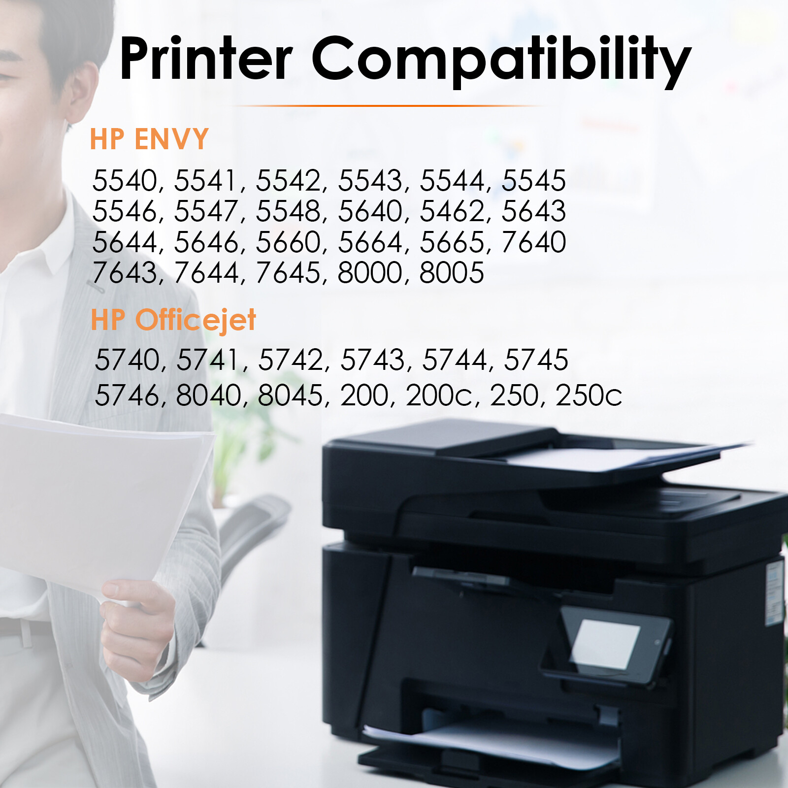 62XL Black & Color Ink Print Cartridge for HP OfficeJet 200 Mobile 250 Mobile