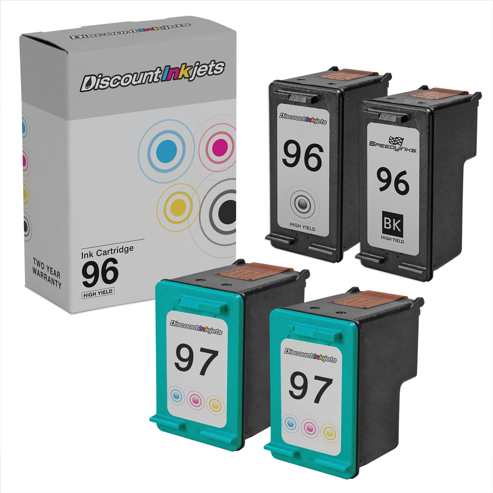 4PK DI Ink Replacement for HP 96 (2xblk) & HP 97 (2xColor) Use in 8750gp 8750xi