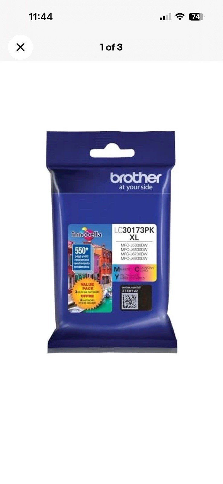 BROTHER LC30173PK INK CARTRIDGE – CYAN, MAGENTA, and YELLOW INKJET – BLUE 09/24
