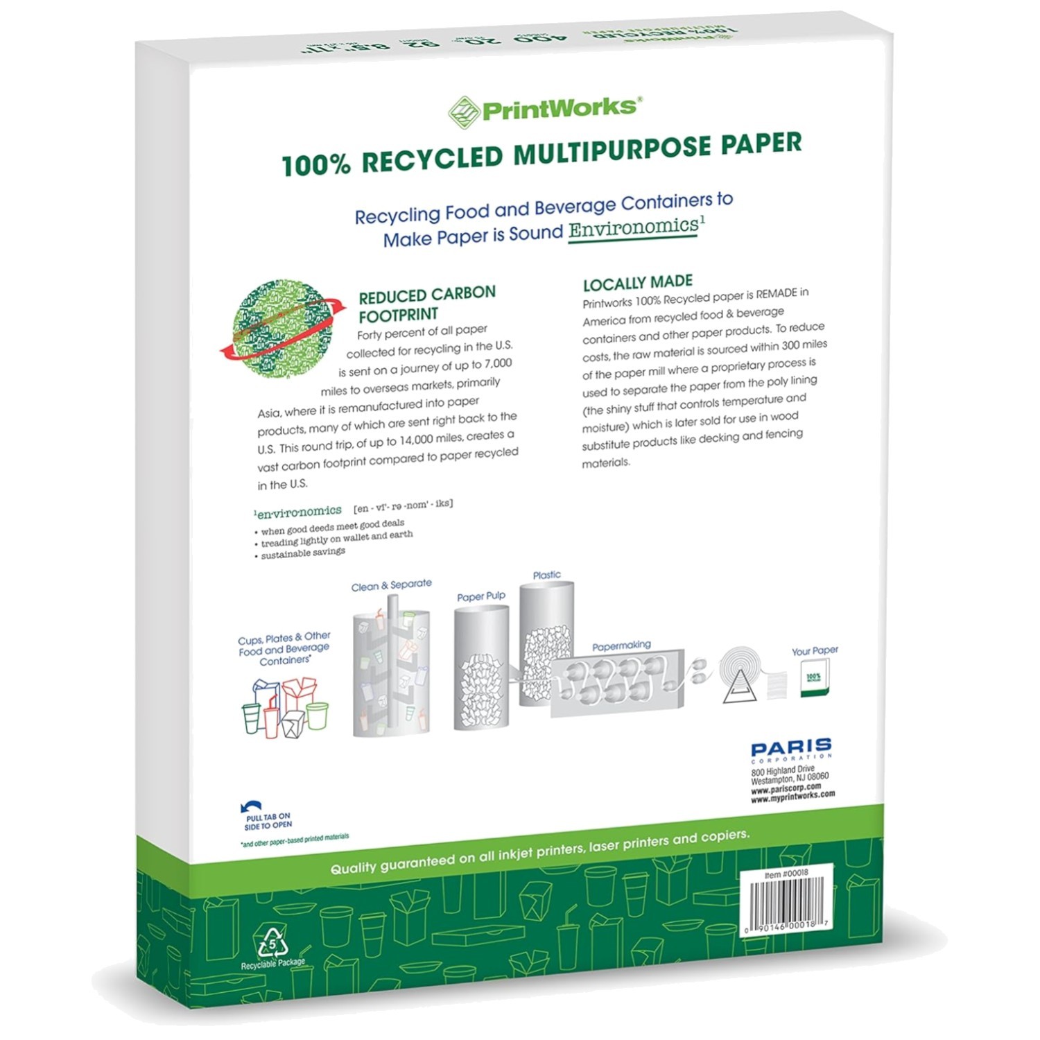USA Made 100% Recycled Printer Paper – 92 Bright – 3 Reams