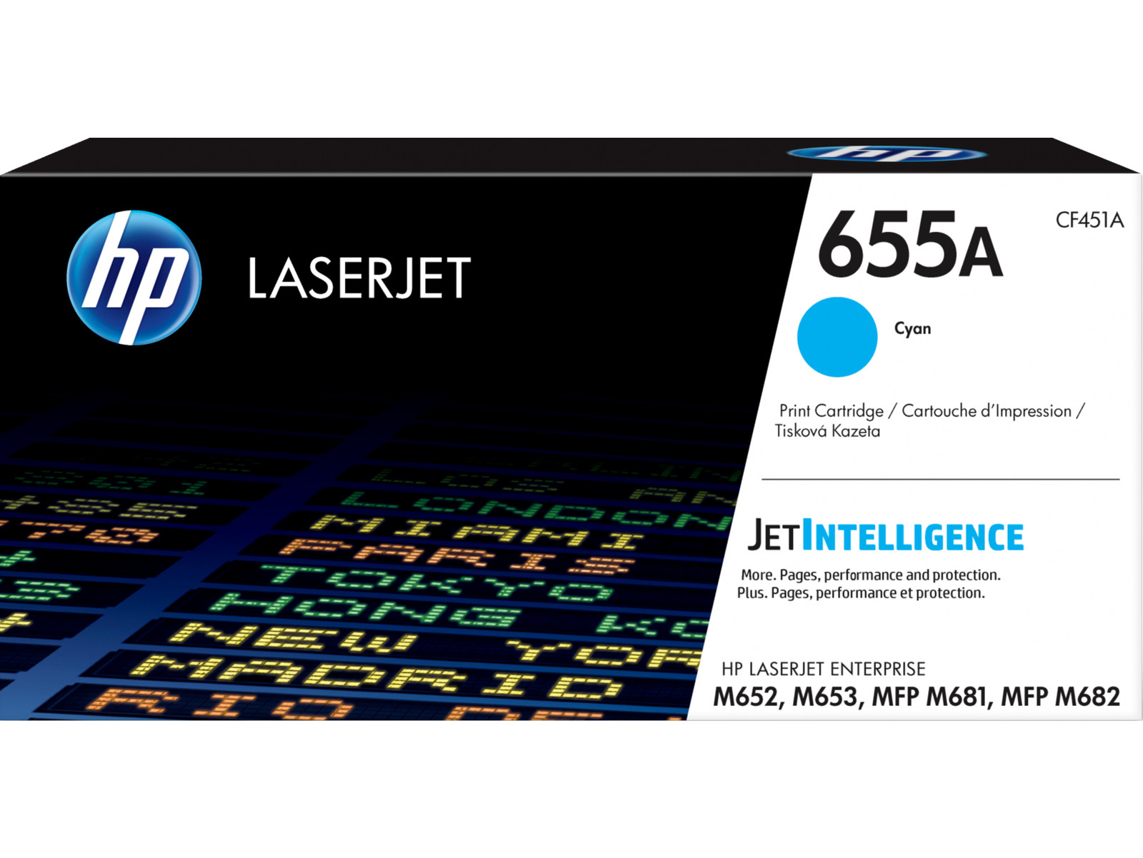 HP 655A Cyan Original LaserJet Toner Cartridge, ~10,500 pages, CF451A