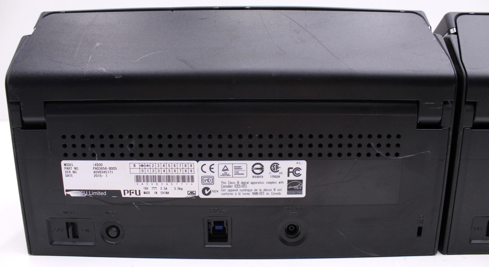 Lot of 2 Fujitsu ScanSnap ix500 Scan Count 30k-50K – No Power Adapters – Tested