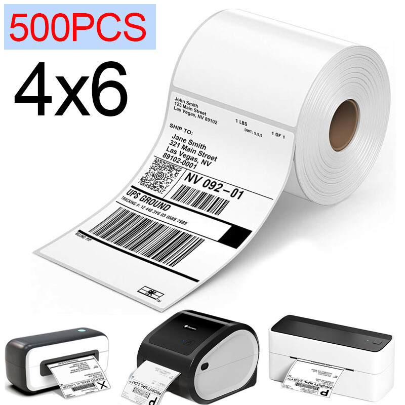 500/1000pcs 4×6 Direct Thermal Shipping Label Compatible for Phomemo PM-241-BT