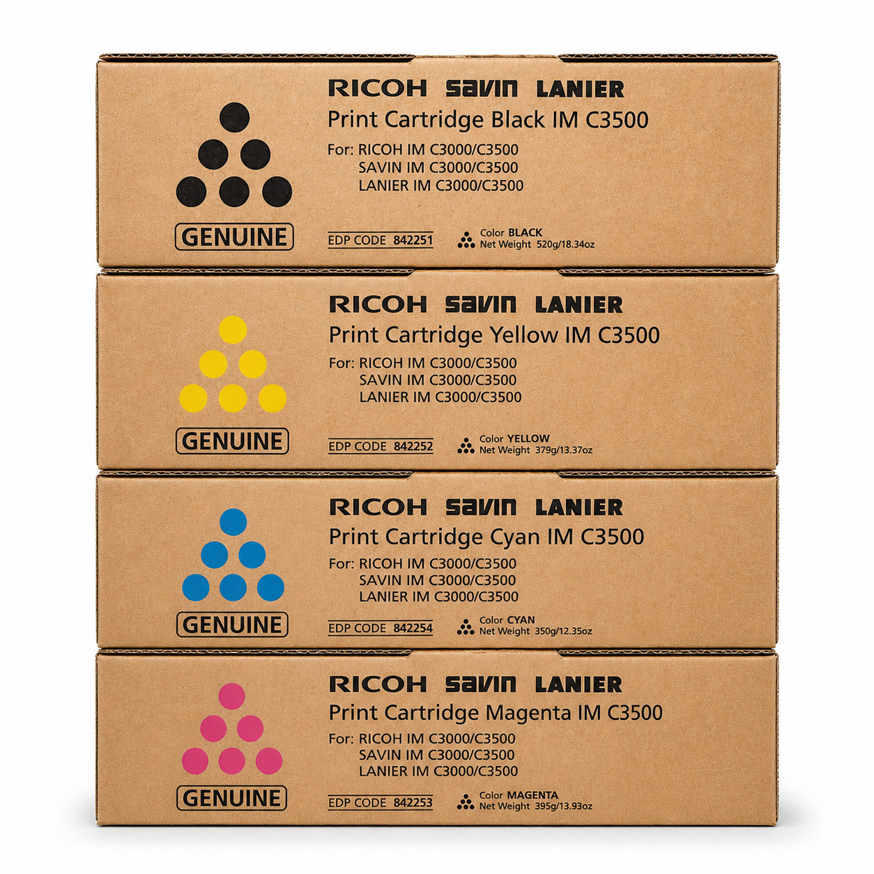 Genuine Ricoh IM C3000 IM C3500 Toner Set OEM CMYK – New Sealed