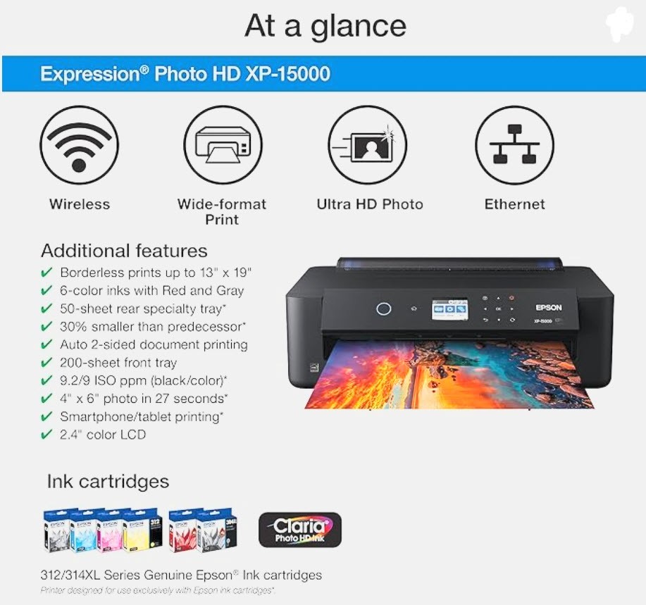 Epson Expression Photo HD XP-15000 Wide-format Printer – Black