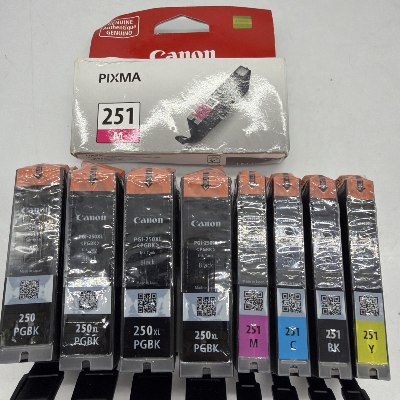 Canon PGBK-250 XL Black & CLI-251 B/C/M/Y Color Ink 9 Pack