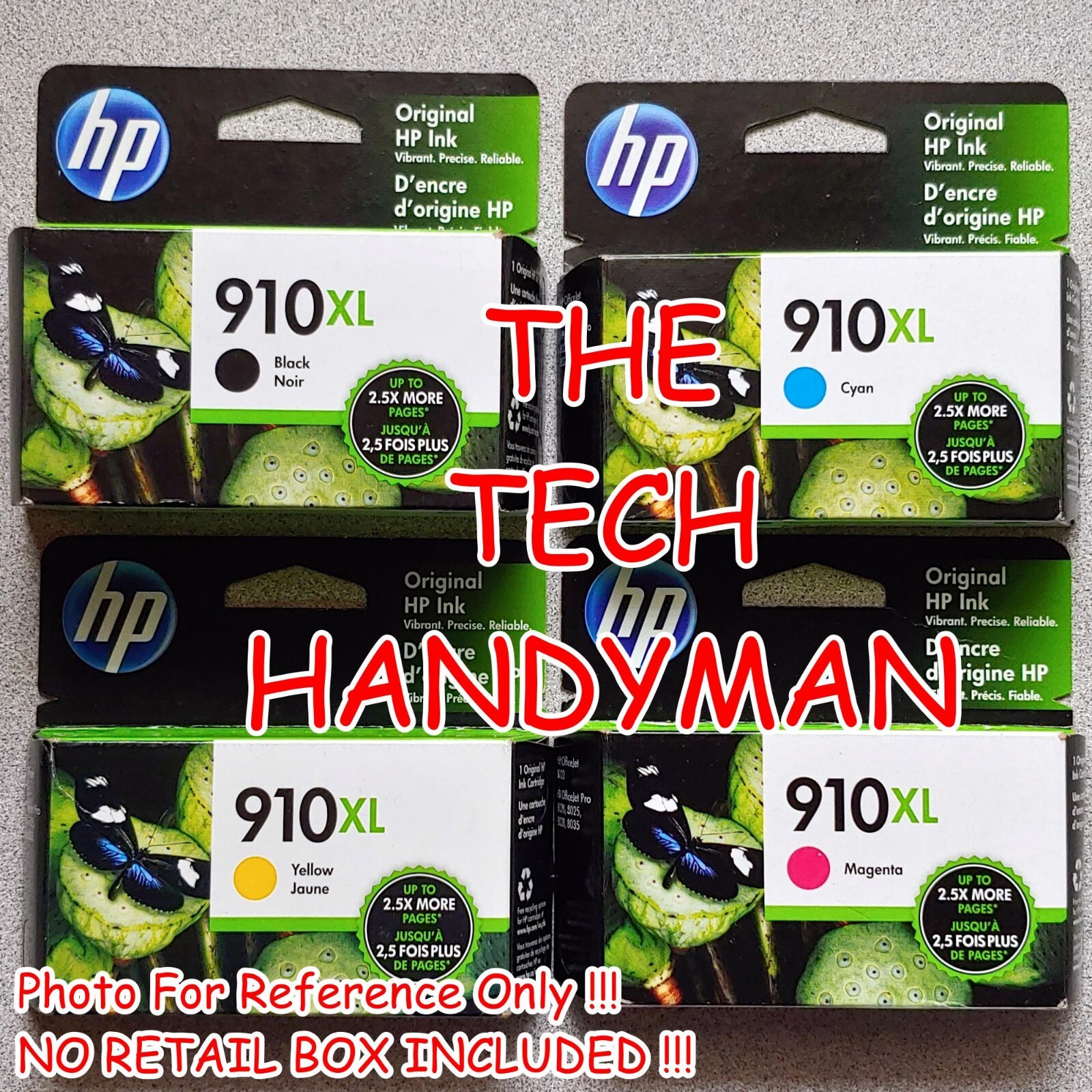 4-PACK HP GENUINE 910XL BLACK & COLOR INK (NO RETAIL BOX) OFFICEJET 8022 8022e