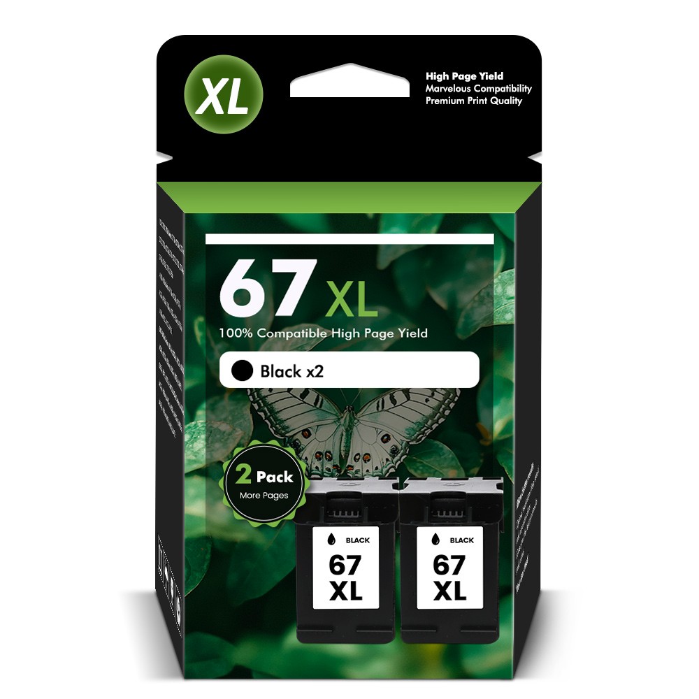 67XL Ink Cartridges for HP 67 Ink Deskjet 2700e 2755 2800 2852 Envy 6055e 6420e