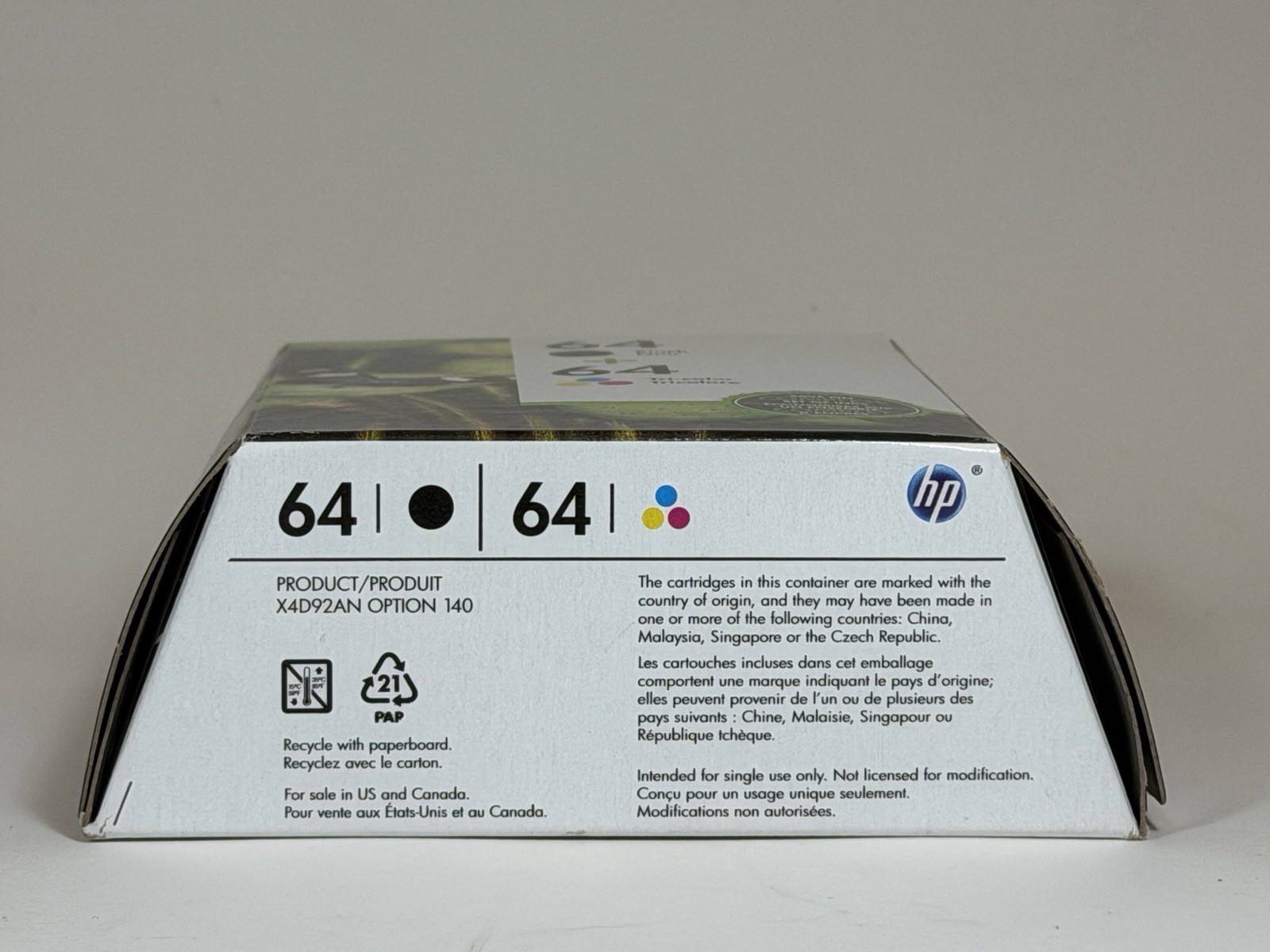 HP 64 Black And Tri-Color Ink Cartridges, Pack Of 2 | X4D92AN Date May 2019