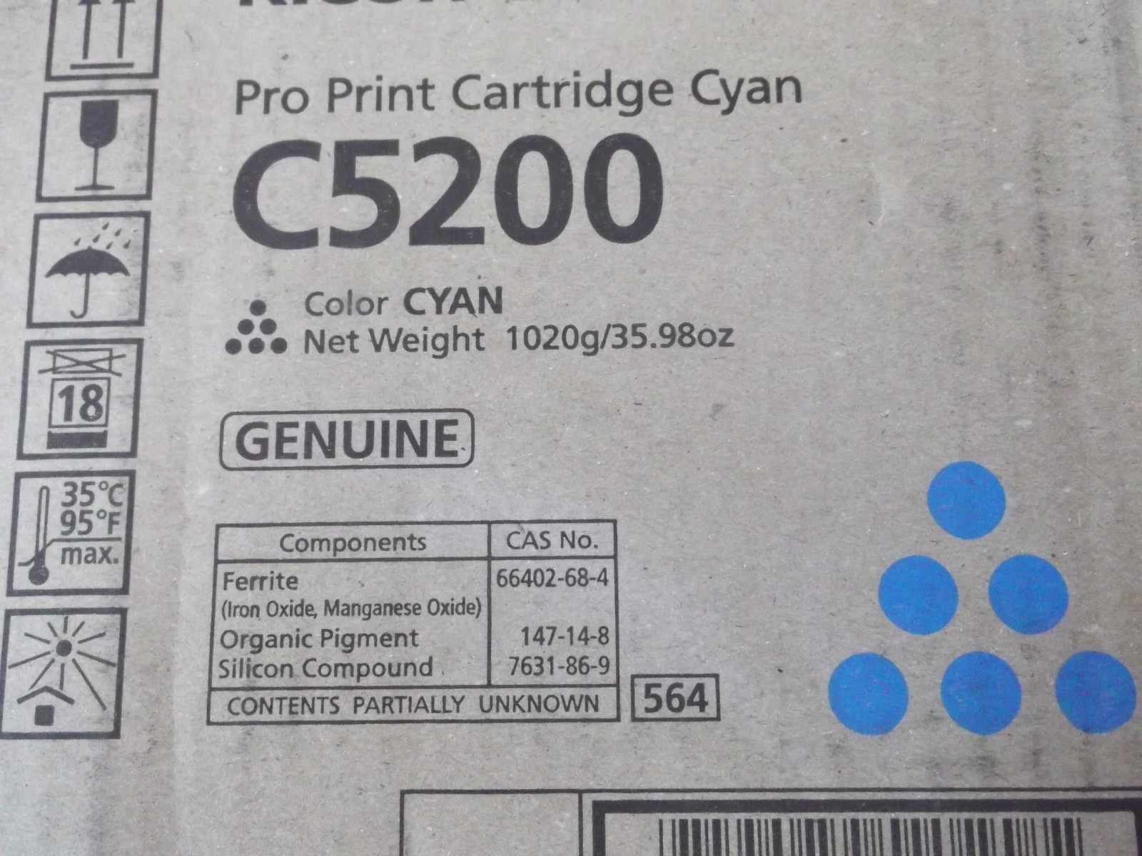 LOT OF 2 Genuine Ricoh Toner Pro C5200 Cyan 828433