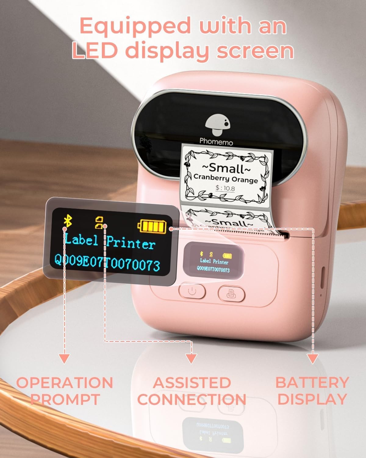 M110 Pink Thermal Label Printer – Mini Bluetooth Sticker Maker for Home & Office