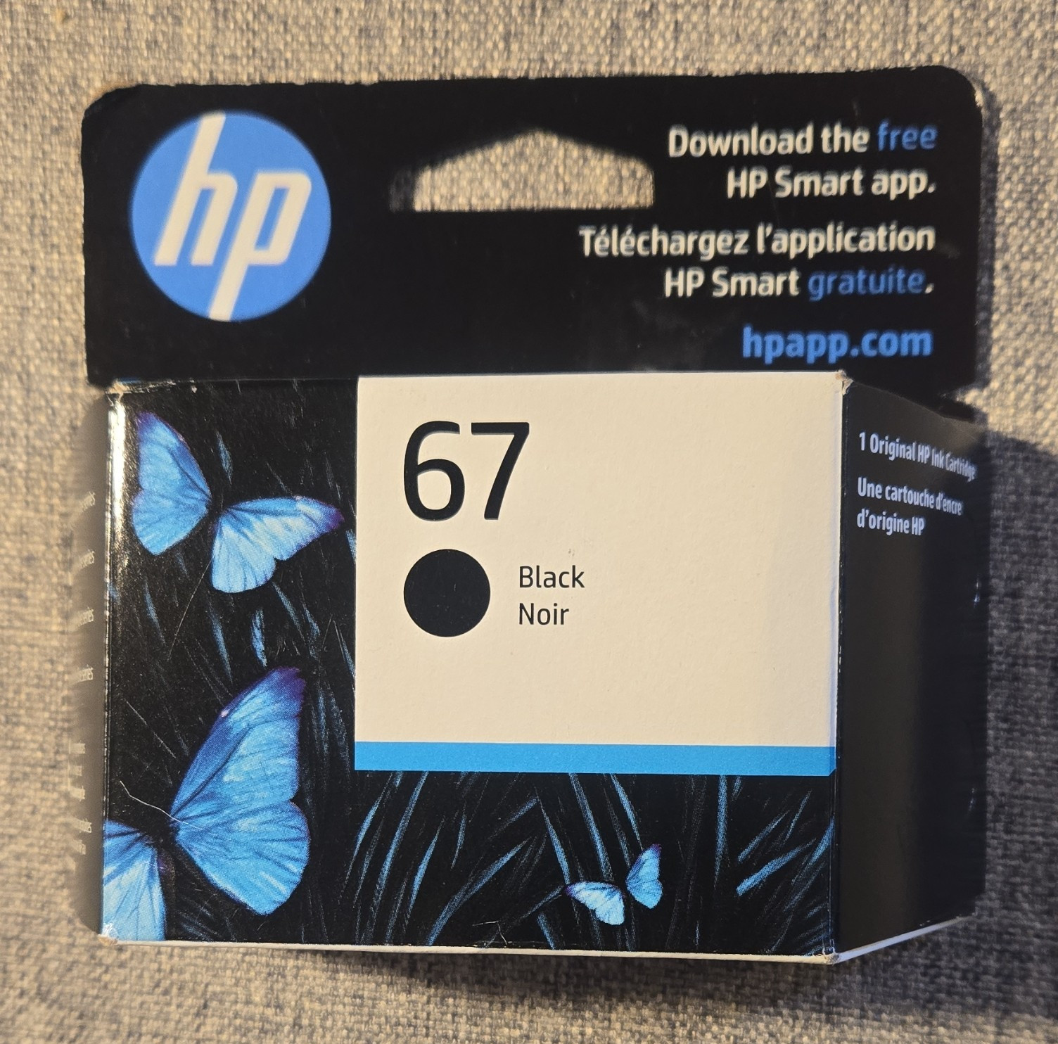 HP 67 Black Genuine/Original Inkjet Ink Cartridge, For HP Printers, 3YM56AN