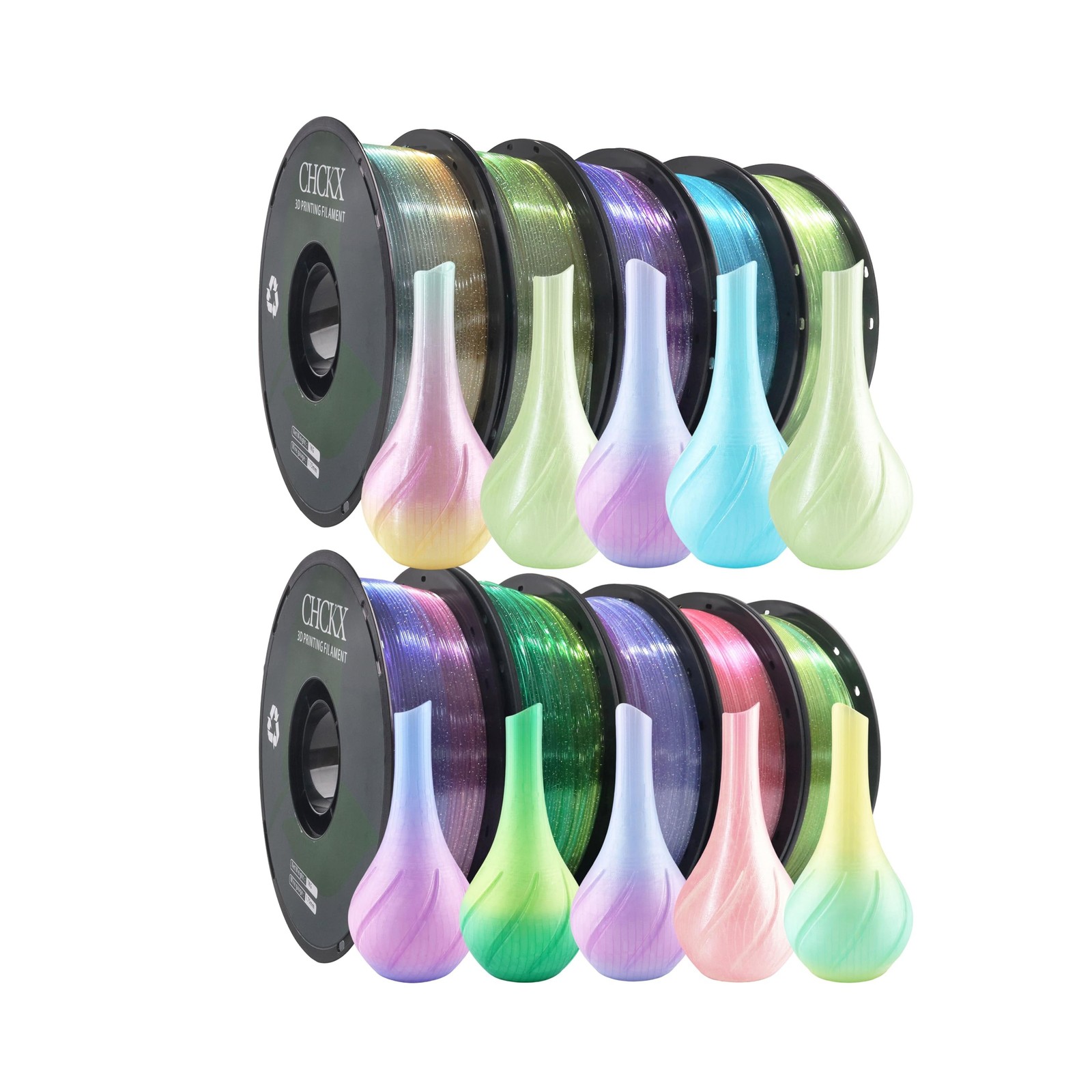 Crystal Rainbow PLA 3D Printer Filament, Dimensional Accuracy +/- 0.02 mm, 1k…