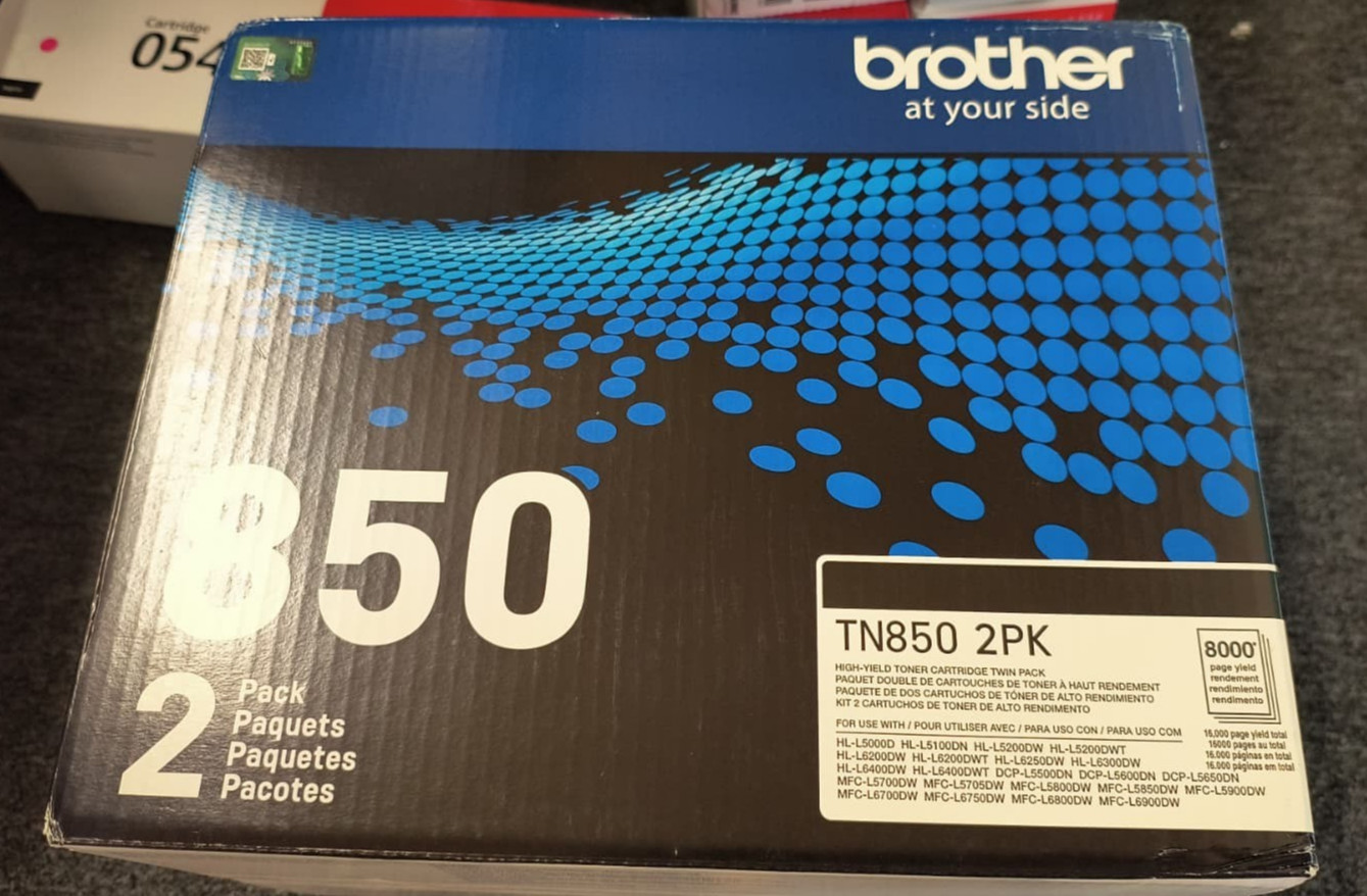 Brother TN850 Black Toner High Yield Cartridge 2 Pack – New , P2