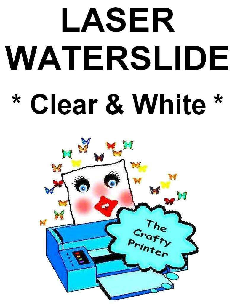 LASER Printer Water Slide Decal Paper – 10 Sheets Mixed — 5 CLEAR & 5 WHITE