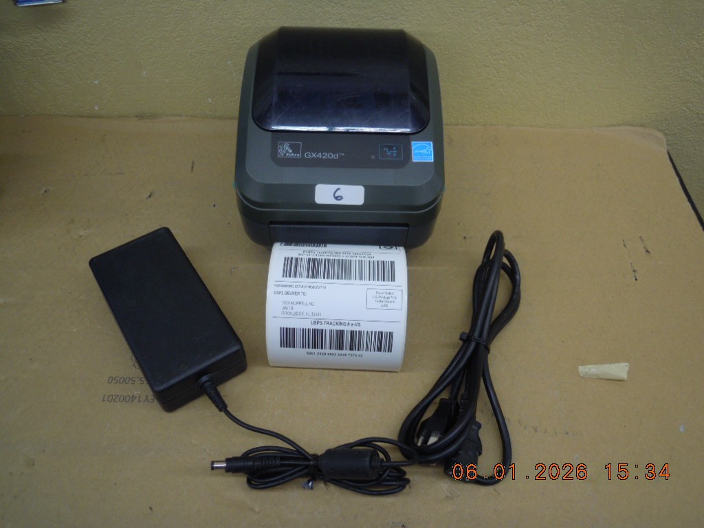 Zebra GX420d Thermal Label Printer | 203dpi | USB Cable | AC Adapter | Tested #6