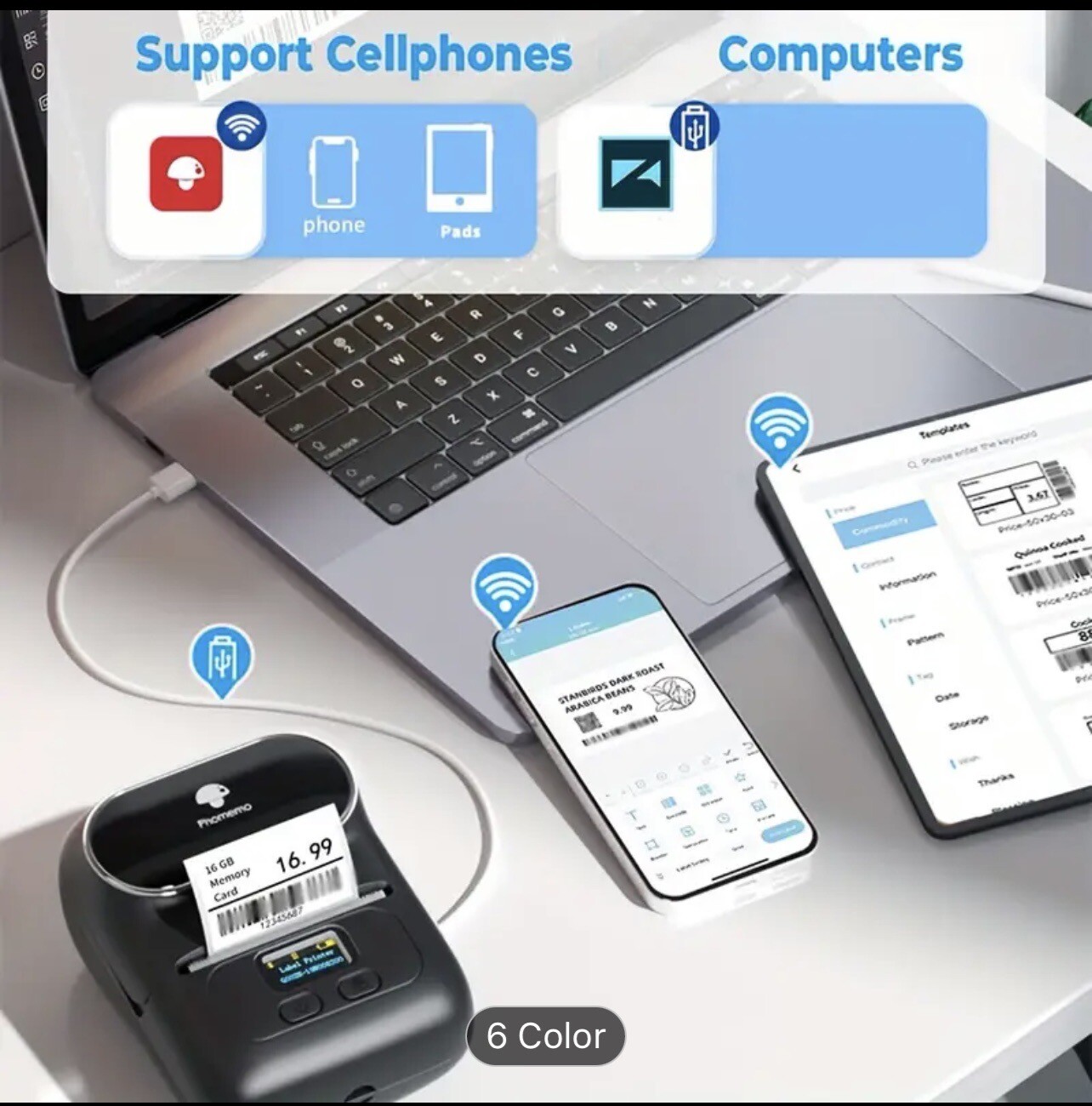 GOOJPRT Mini Portable Bluetooth Wireless Thermal Label Printer