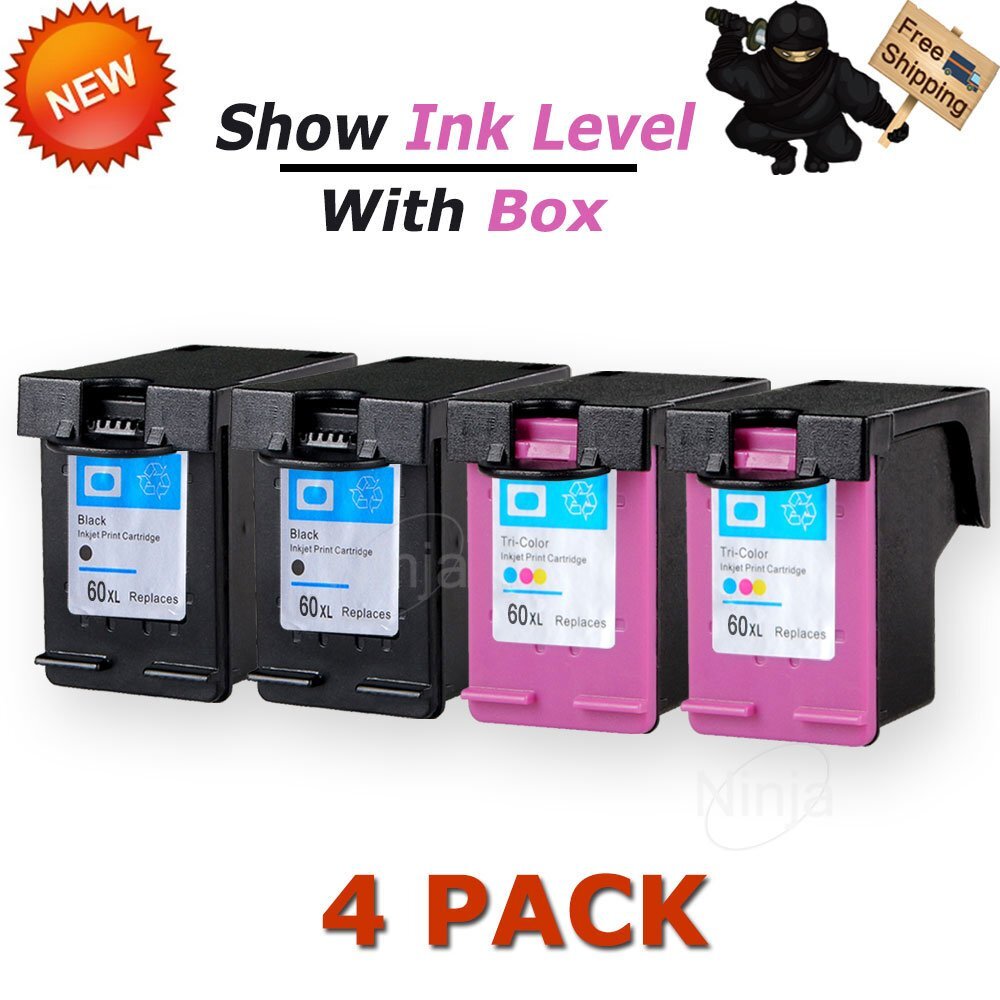 4PK 60XL Ink Cartridge Set For HP 60 XL Photosmart C4780 C4680 C4700 D110a F4440