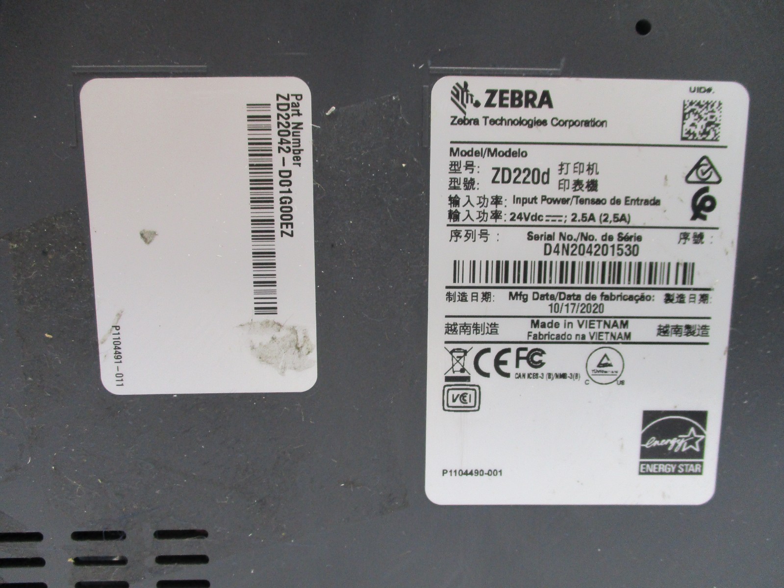 Zebra ZD220 Direct Thermal Desktop Label Printer 203dpi ZD22042-D01G00EZ t8 e10