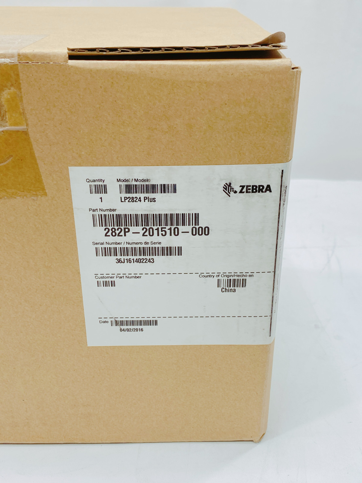 Open Box Zebra LP 2824 Plus Label Thermal Printer