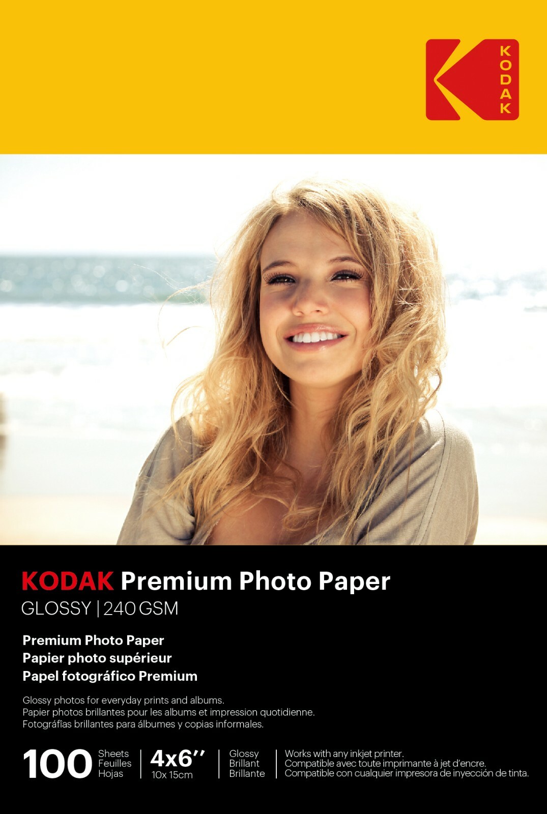 Kodak photo paper 4 x 6 glossy, 100 count 89 lb – 240 g/m (41175-9891181)