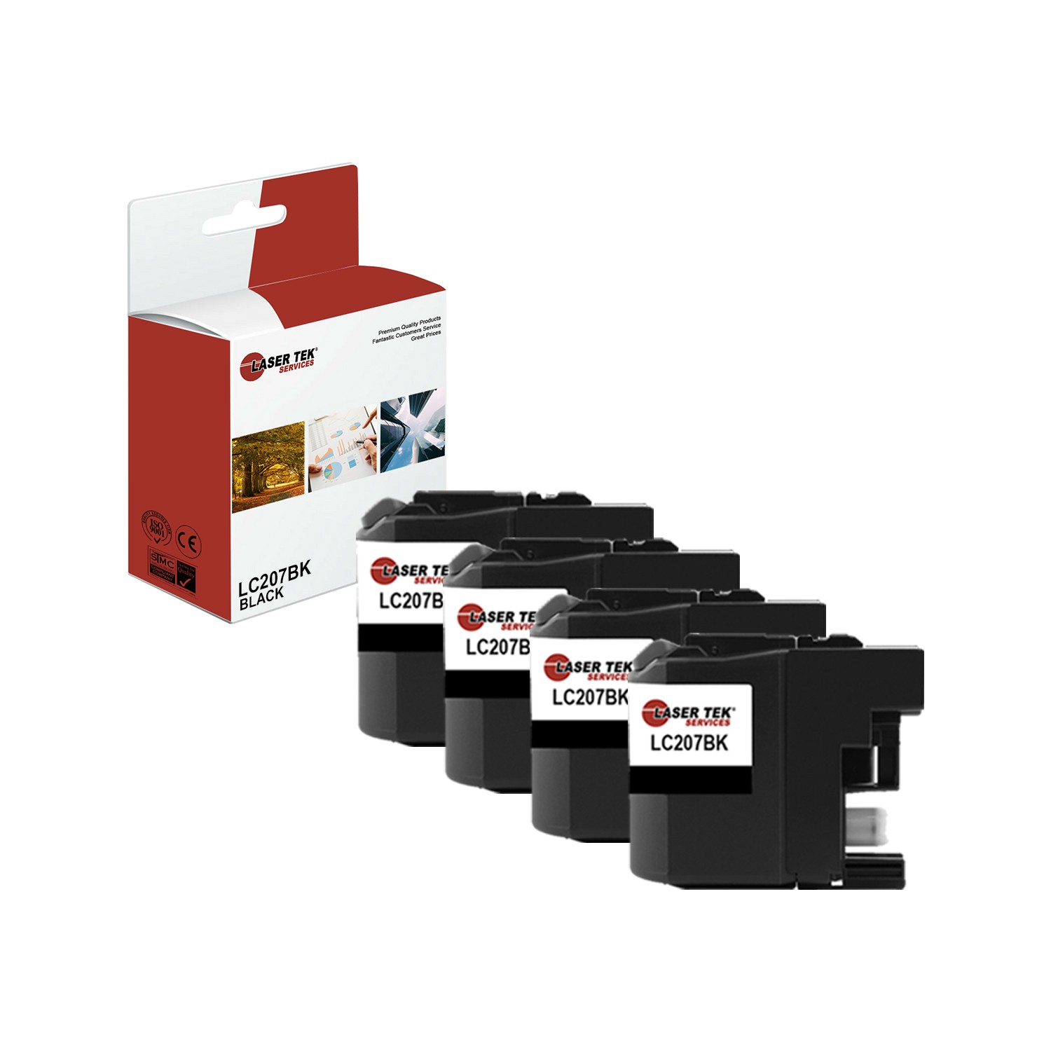 4Pk LTS LC-207 Black HY Compatible for Brother MFCJ4320DW J4420DW Ink Cartridge