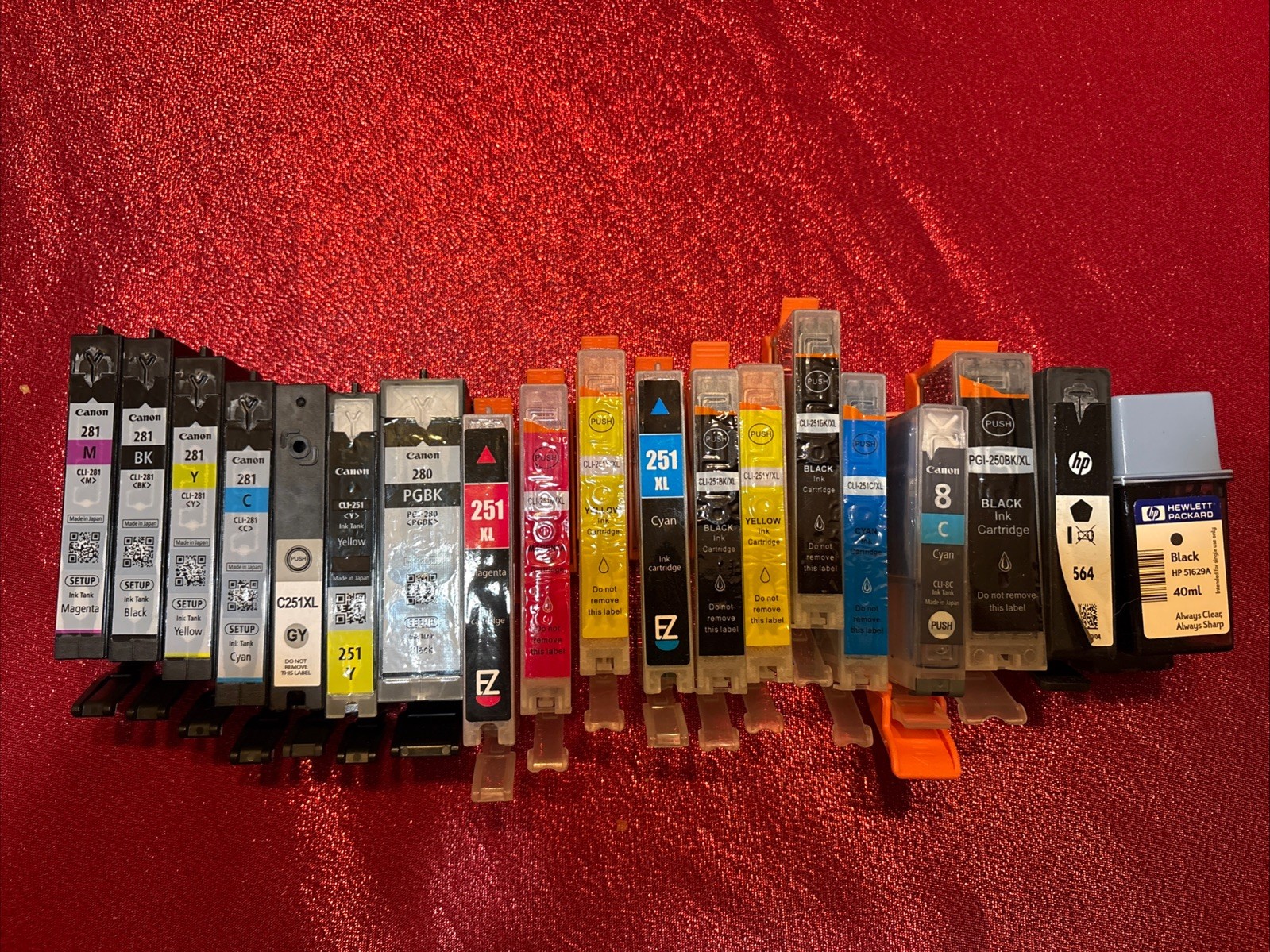 Empty Non & OEM Canon 280/281/CLI-251 Ink Cartridges – Lot of 19- Random Lot