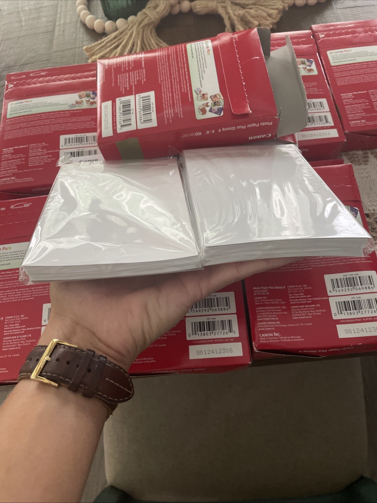 Lot Of 8 Canon PP-301 Photo Paper Plus Glossy II 4×6 inch 100 Sheets One Opened