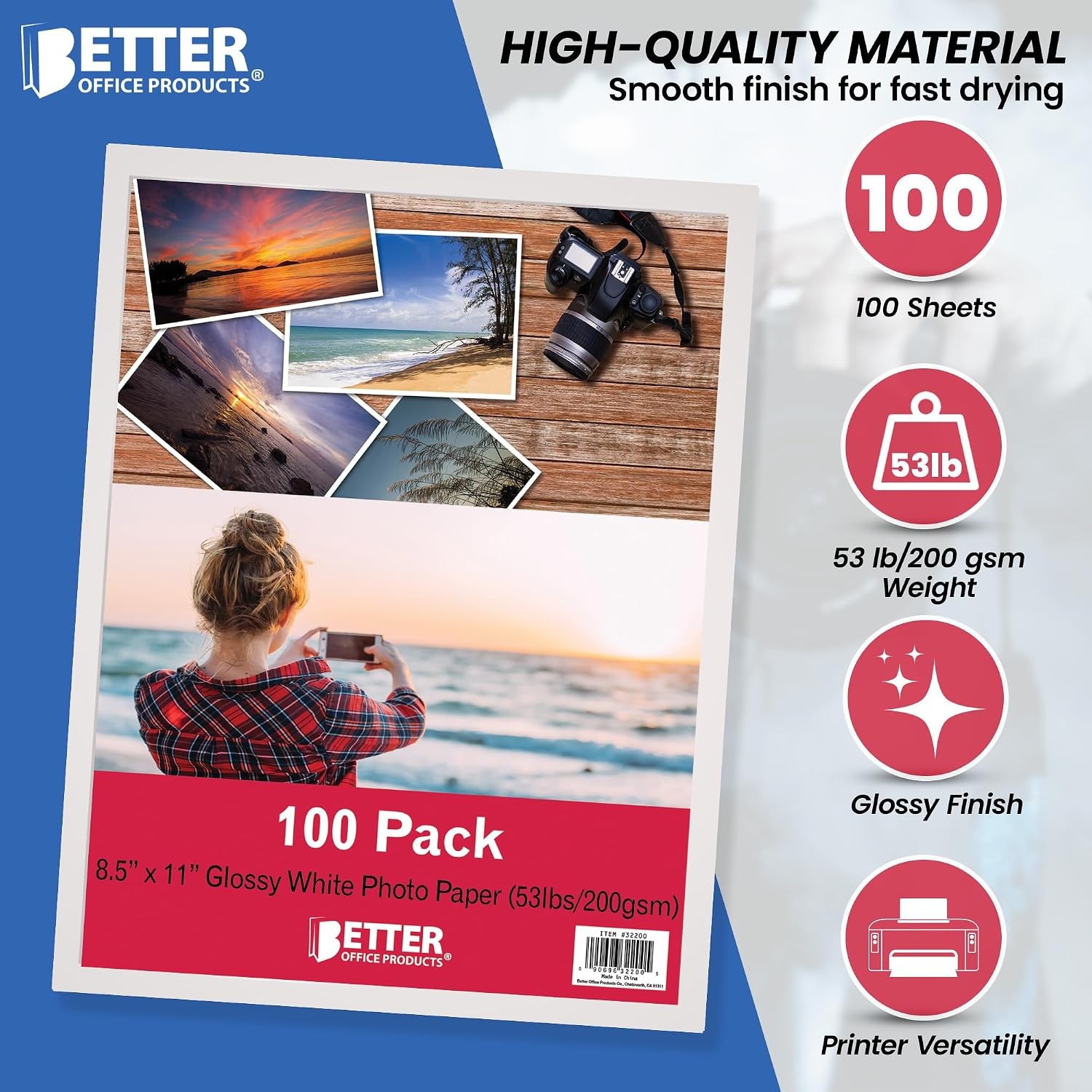Glossy Photo Paper 8.5 x 11 Inch 200 gsm Photo Printing Paper 100 Sheets